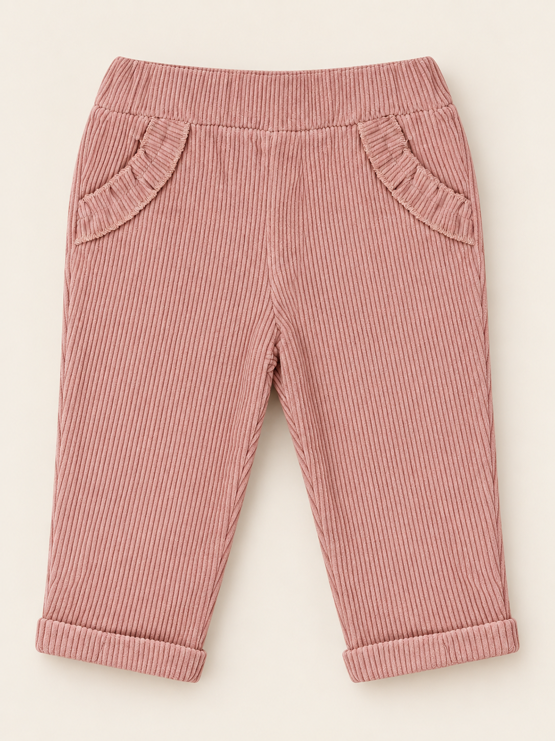Pantalone Bimba EMC in Velluto a Coste con Tasche Rouches