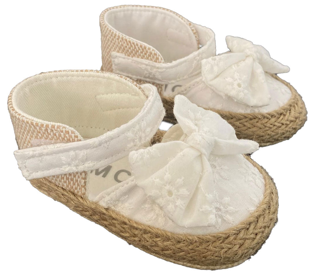 Scarpette Primi Passi Bambina stile Espadrillas Bianche con Fiocco