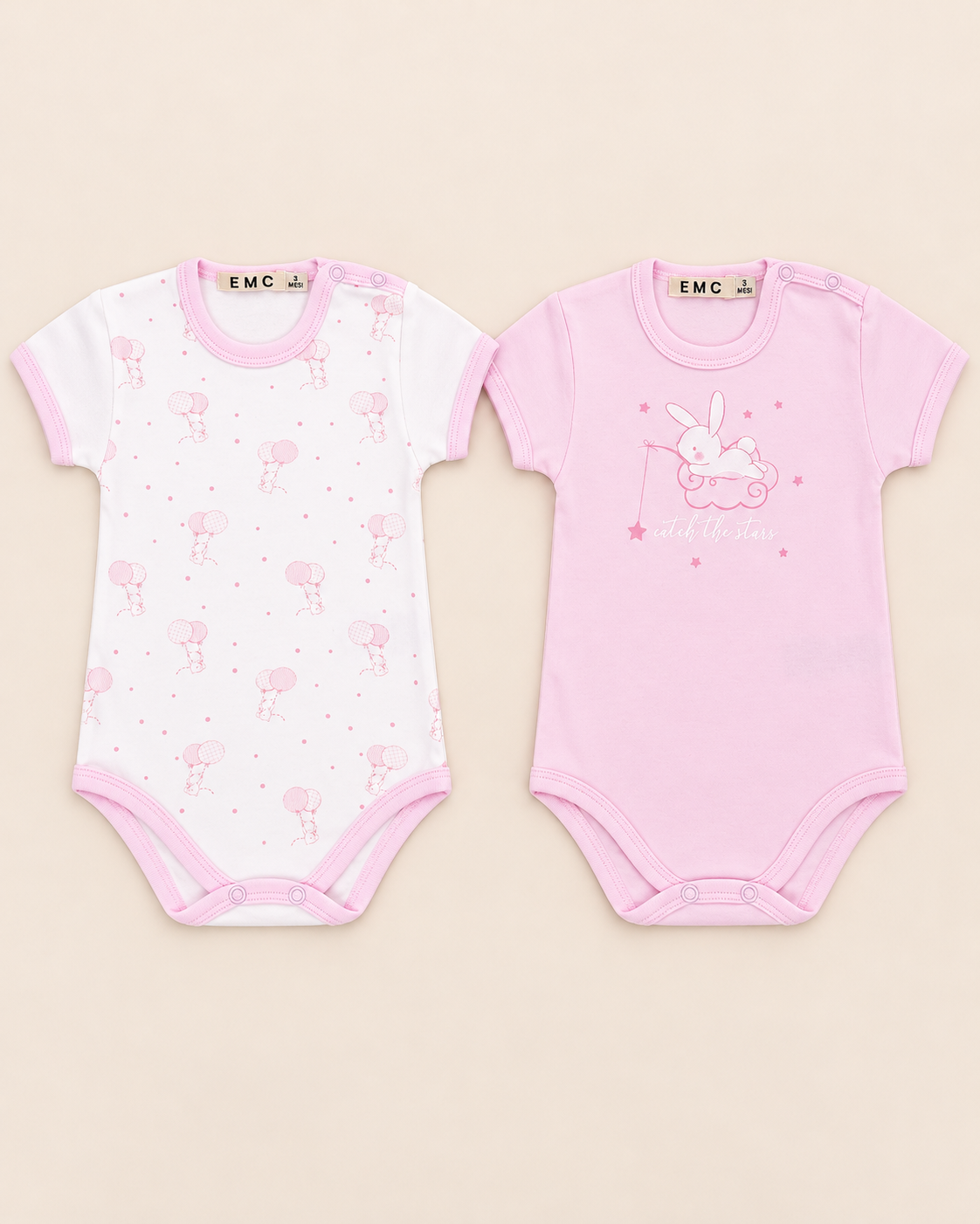 Set Body Bambina in Puro Cotone