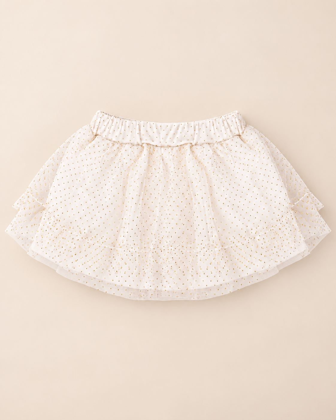 Gonnellina Bimba EMC in Tulle Panna con Pois Dorati