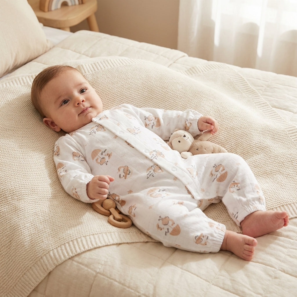 Set Bamboo – Kit Comfort Totale con Sacco Nanna e Tutina e Mussole