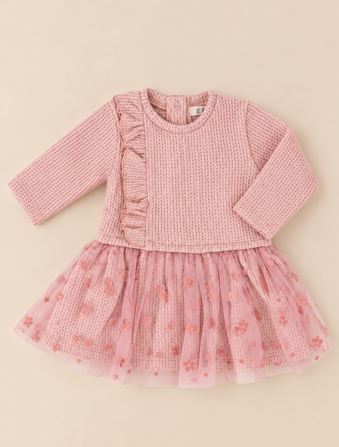 Vestitino Bimba Rosa con Gonna in Tulle a Fiori