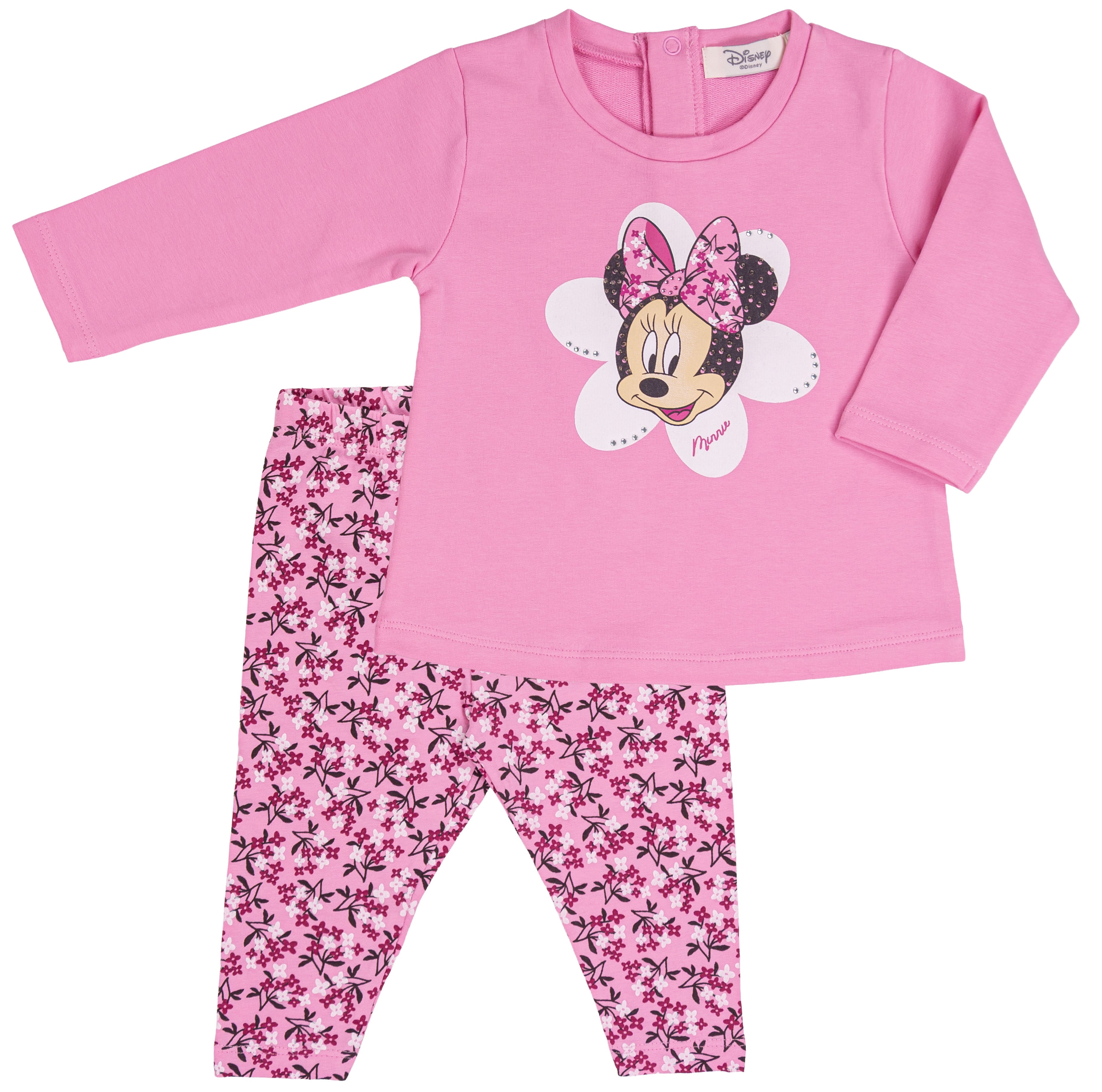 Completo Lungo Bambina Disney Minnie Mouse Rosa e Fiori