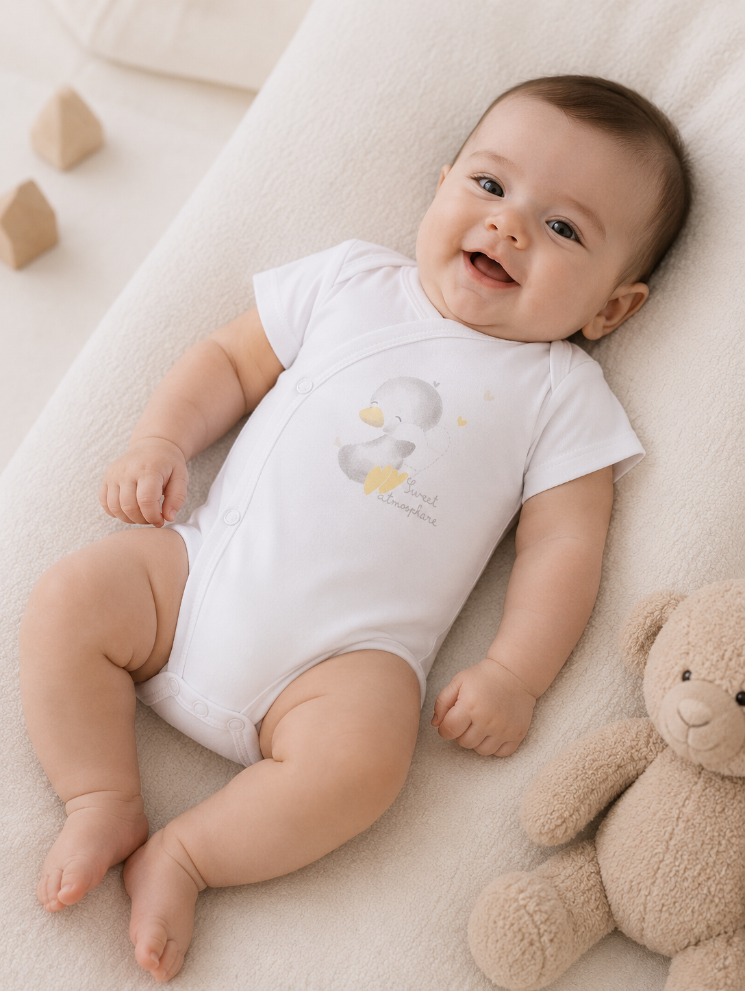 Set 2 Body Neonato Bambina in Puro Cotone con Coniglietto e Paperella
