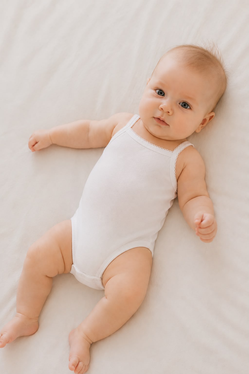 Set 3 Body Bambina a Spalline in Costina di Cotone