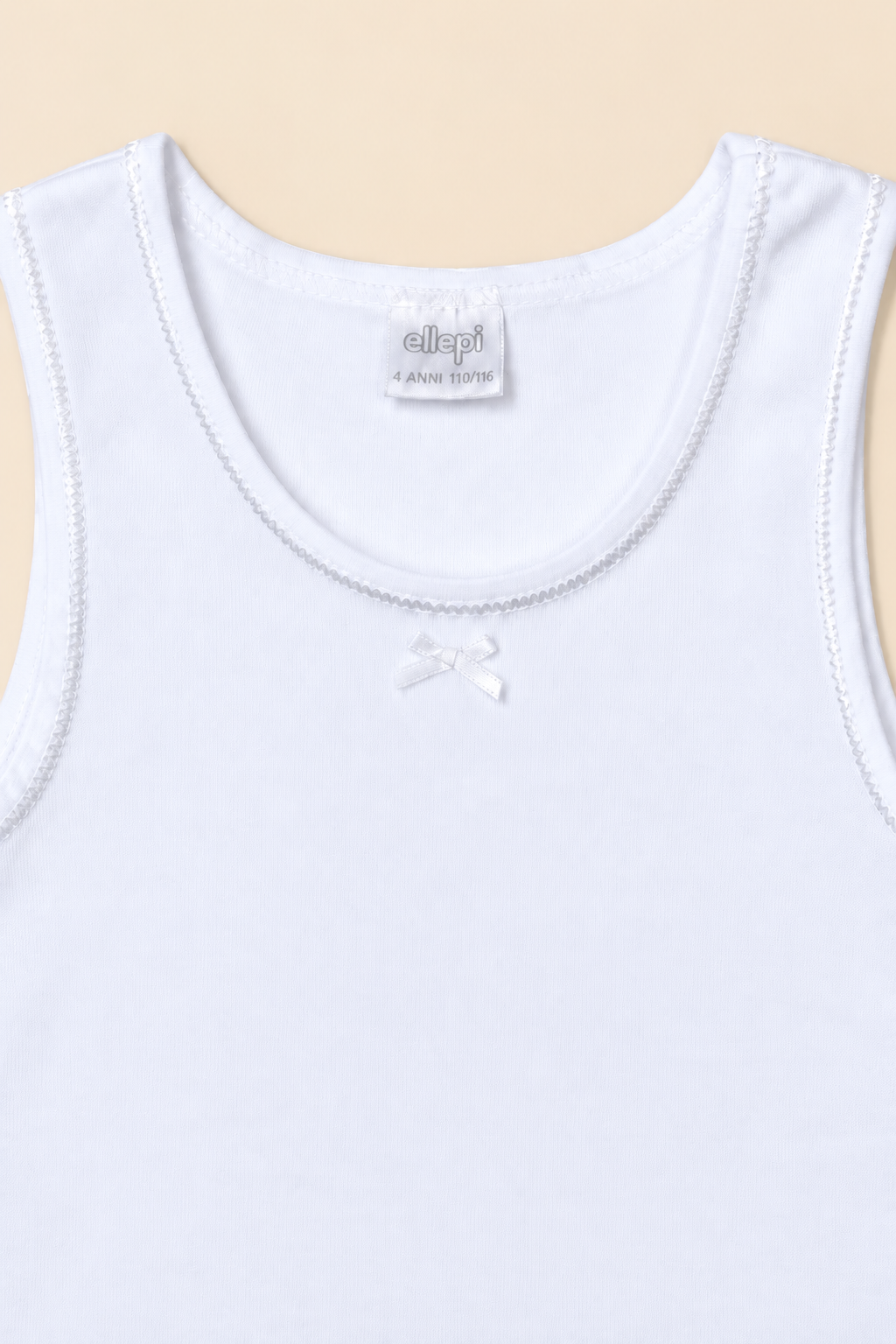 Set 3 Canotte Bambina in Costina di Cotone con Fiocchetto Frontale