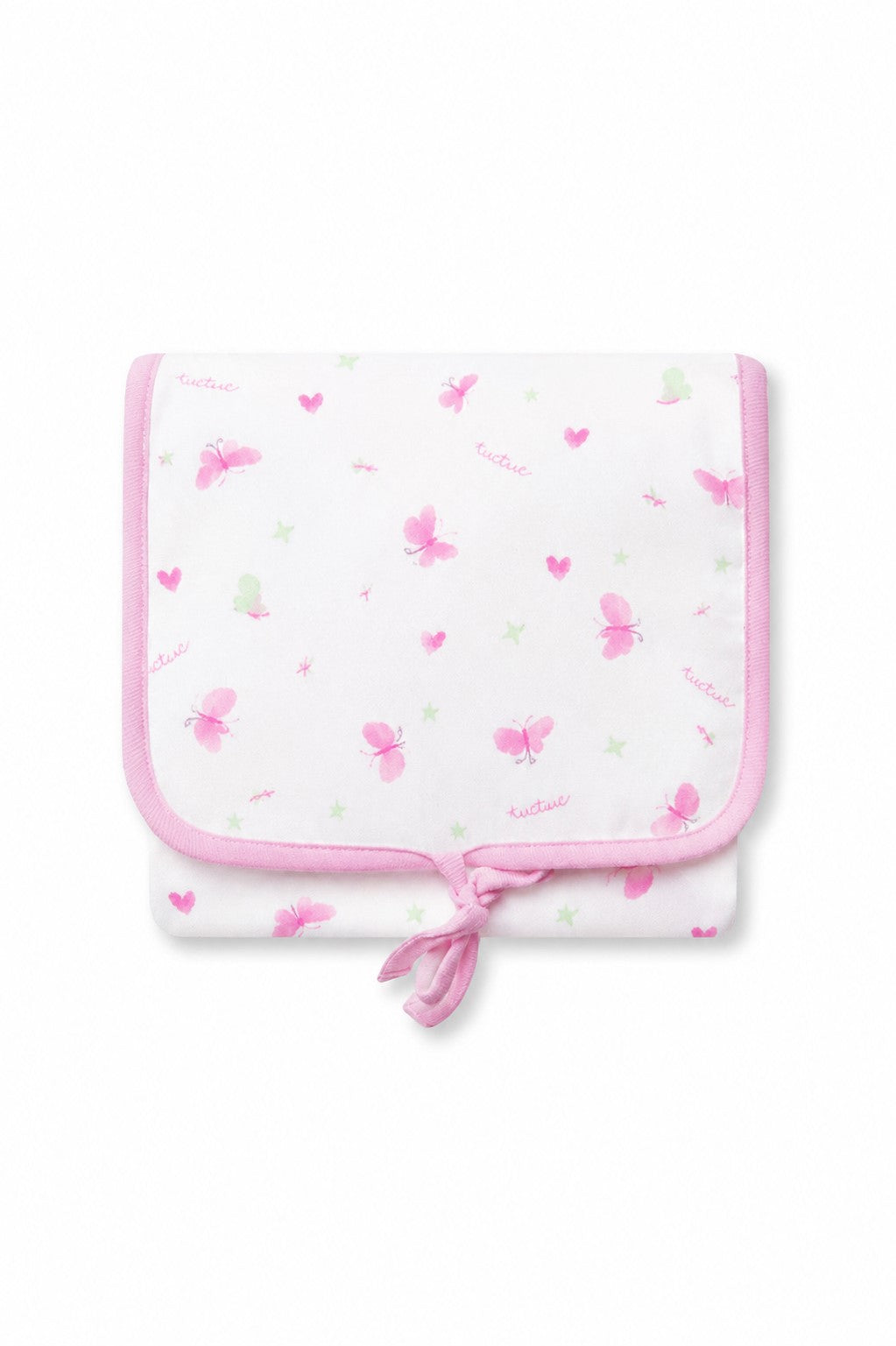Fasciatoio da viaggio Ellepi chiuso fantasia rosa — garza bamboo e cotone, pieghevole per borsa maternità