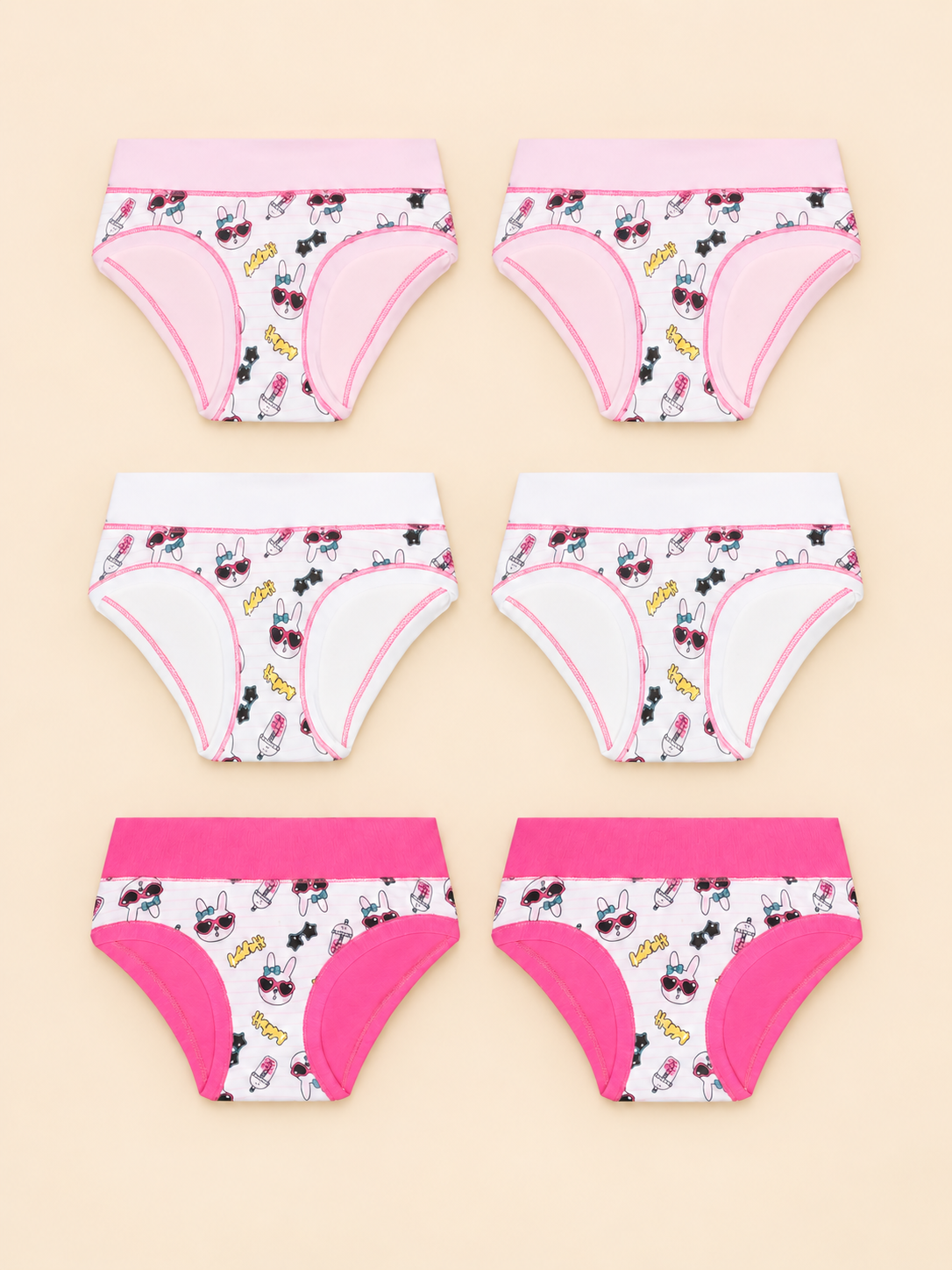 Set 6 Slip Bambina in Cotone Elasticizzato