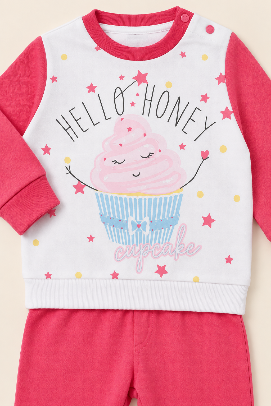 Pigiama Lungo Bambina in Cotone con Grafica "Hello Honey Cupcake"