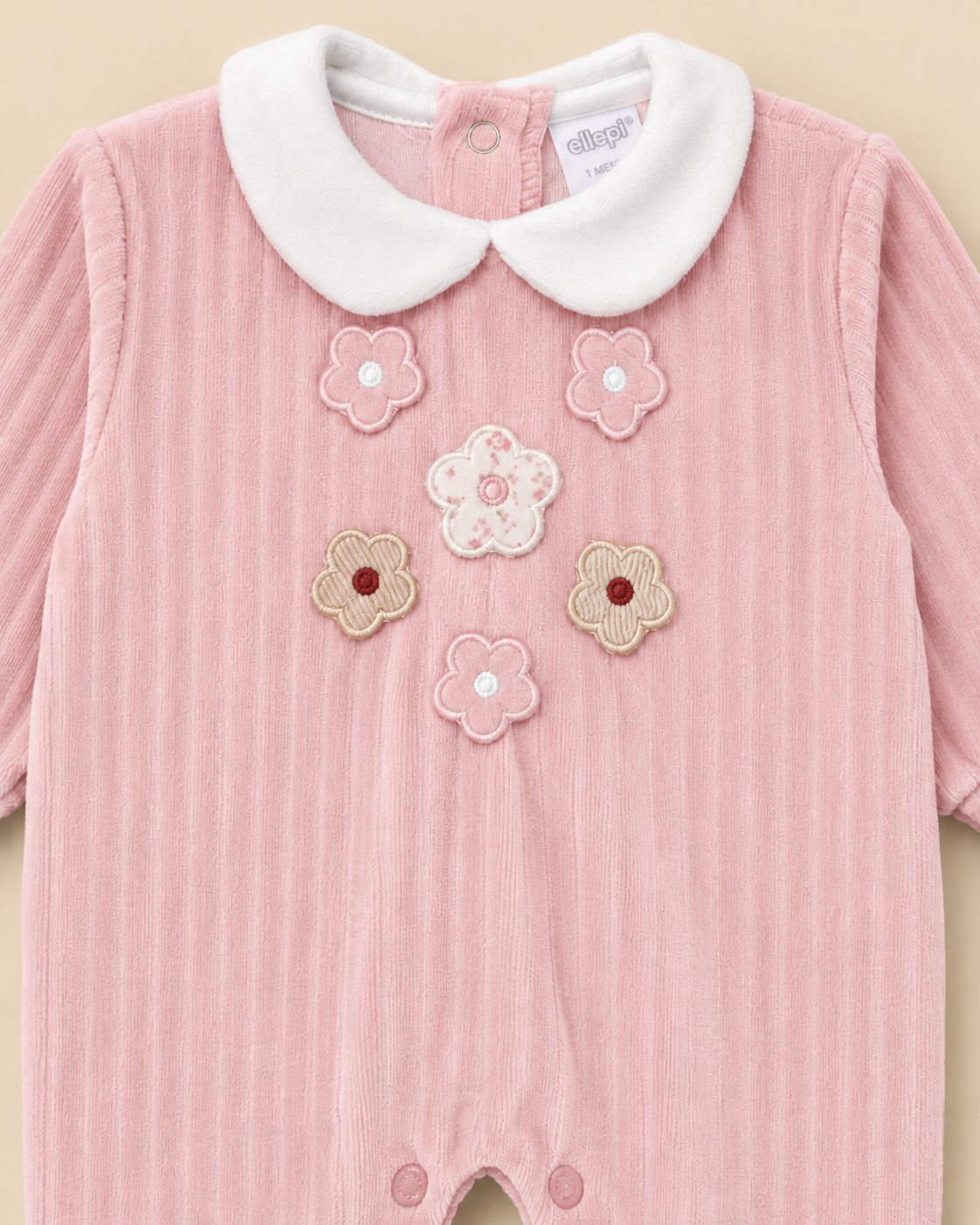 Tutina Neonato in Ciniglia Jacquard Rosa e Verde per Bambina