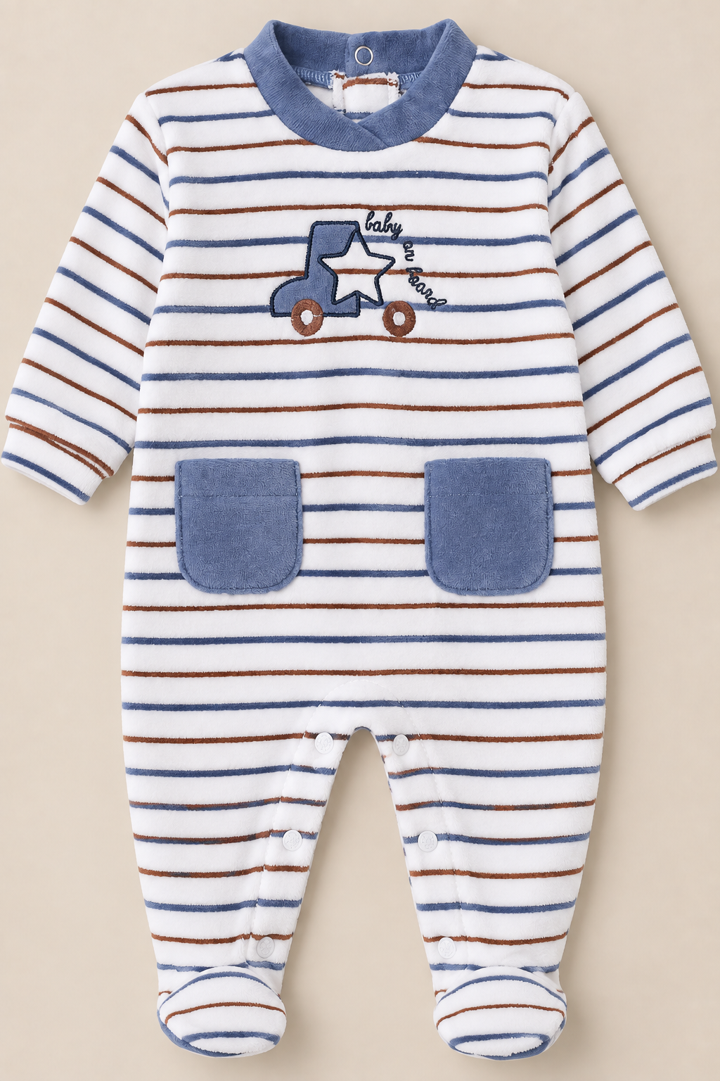 Tutina Neonato in Ciniglia Jacquard
