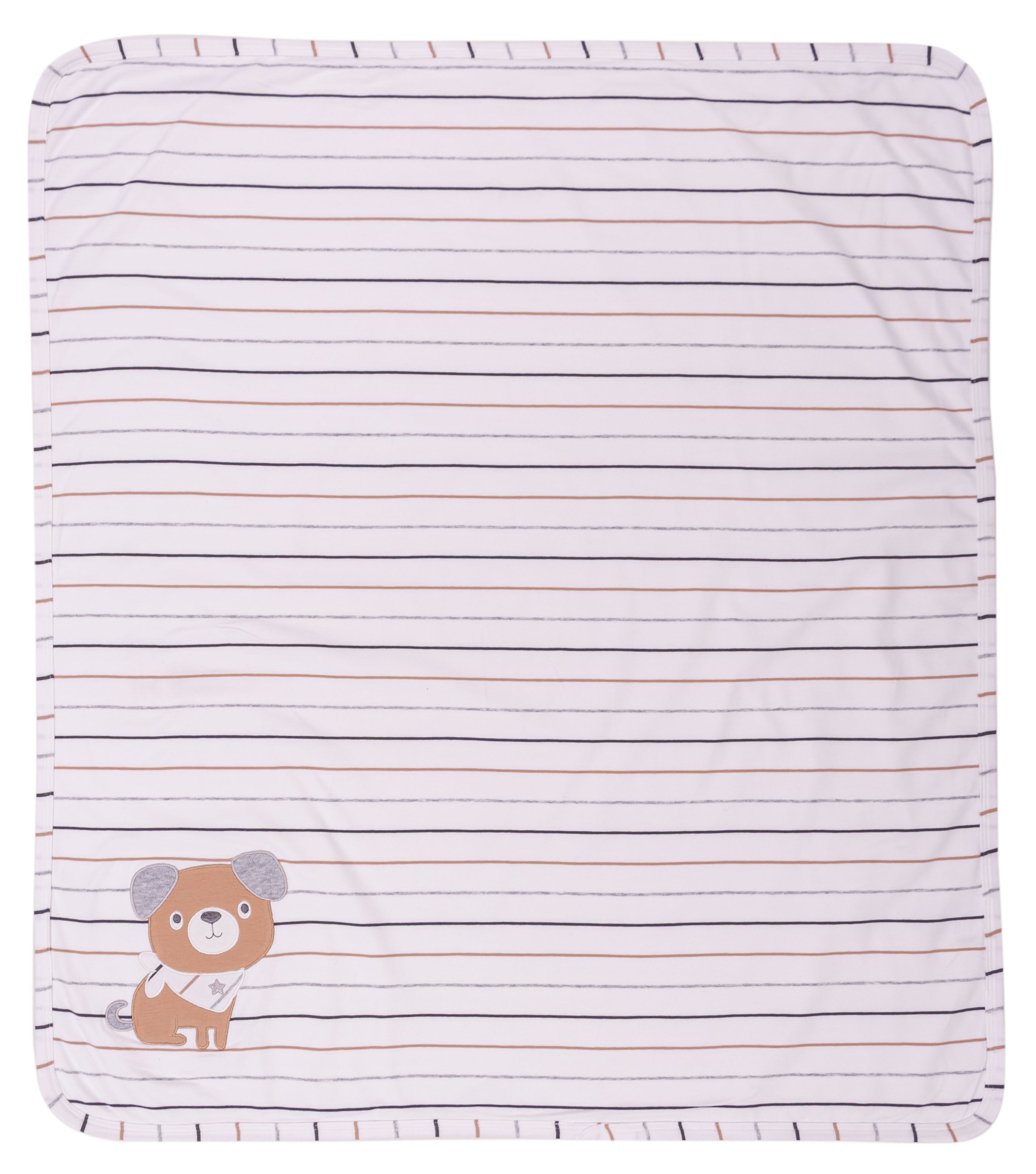 Copertina Neonato a Righe in Cotone con Patch Cagnolino