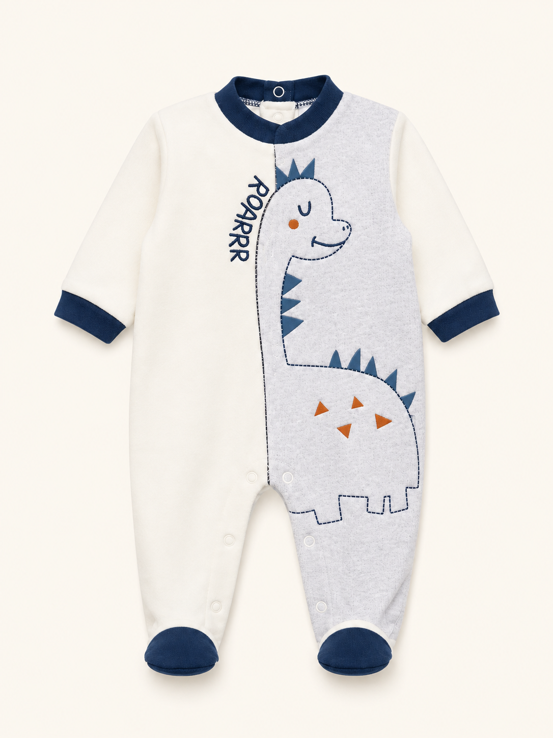 Tutina Neonato in Ciniglia con Piedini e Dinosauro