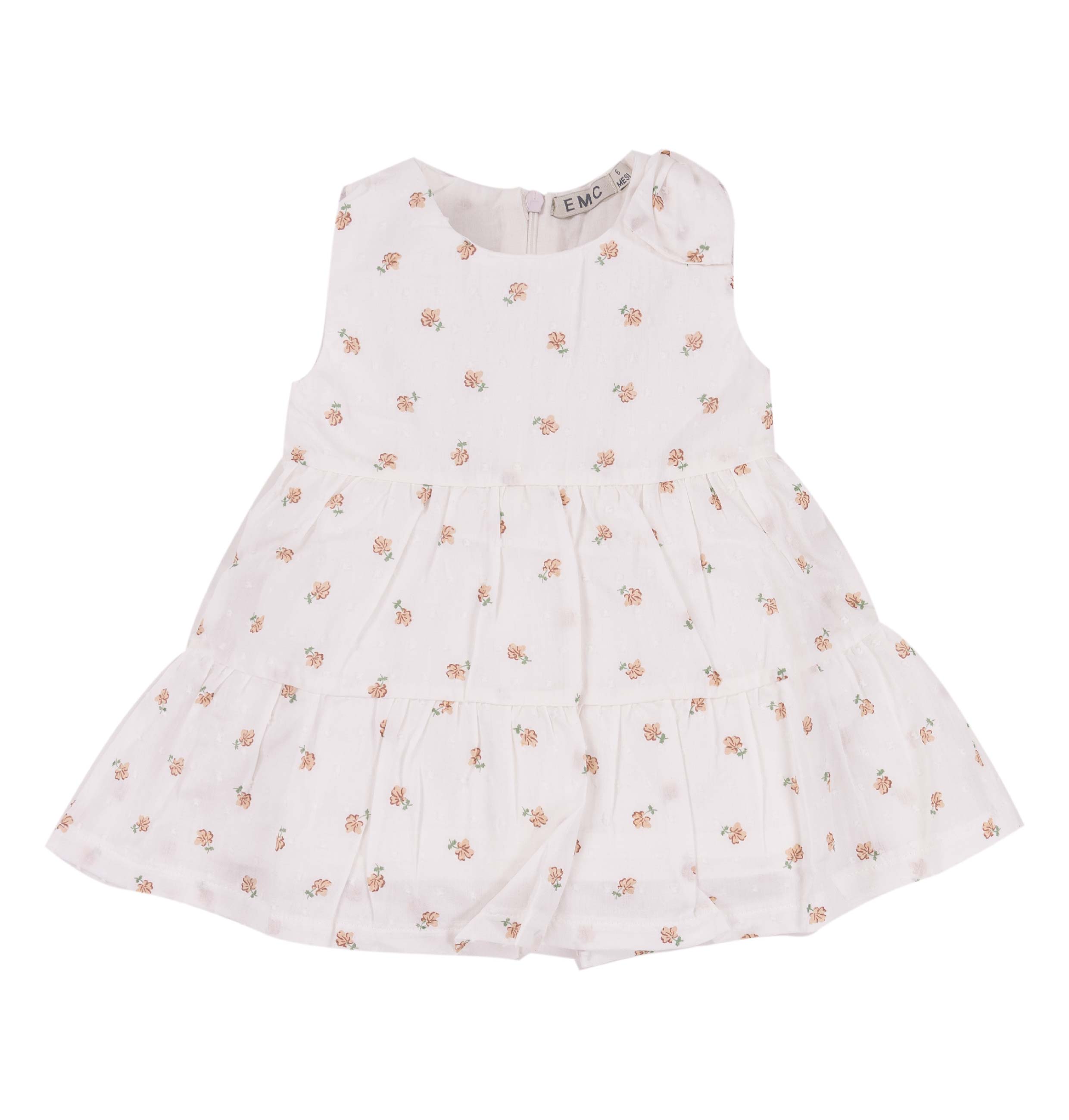 Vestito Bimba EMC a Balze con Fiorellini Color Pesca