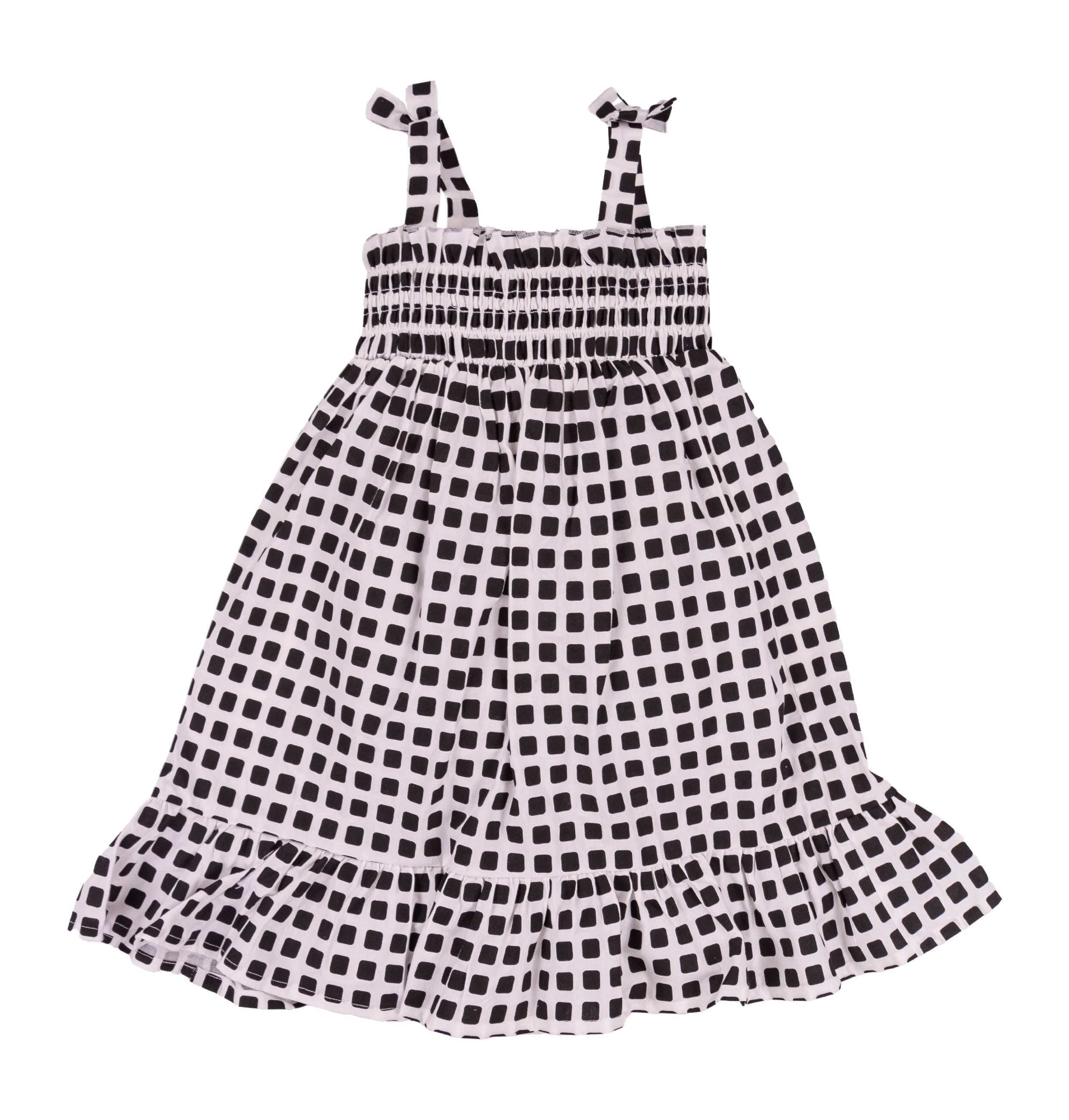 Vestito Bimba EMC Bianco e Nero | Quadretti e Punto Smock