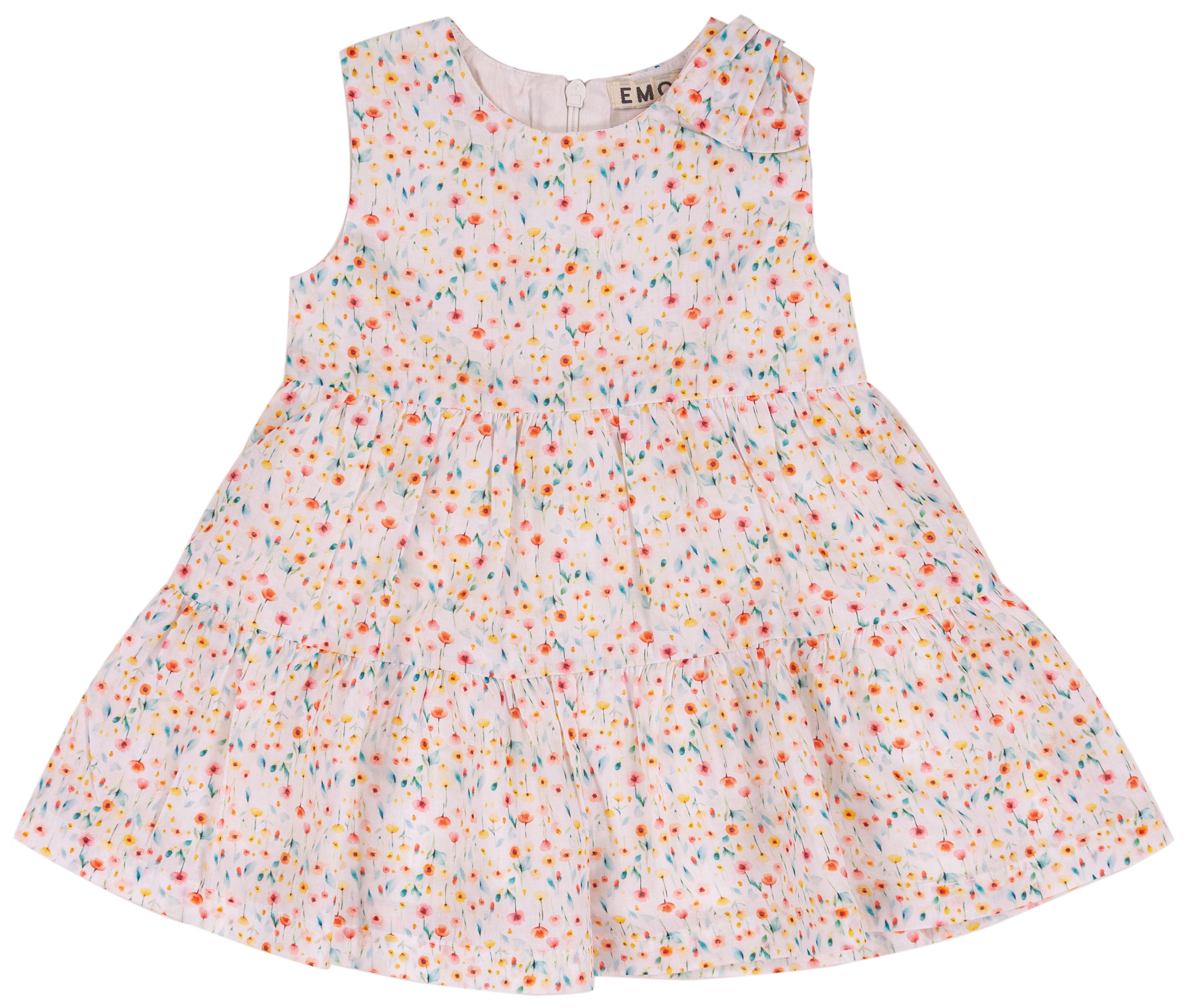 Abito Bimba a Balze in Cotone con Fantasia Floreale