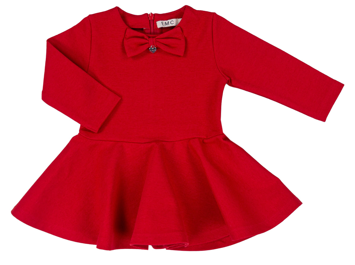 Vestitino Bimba EMC Rosso con Fiocco e Gonna Svasata