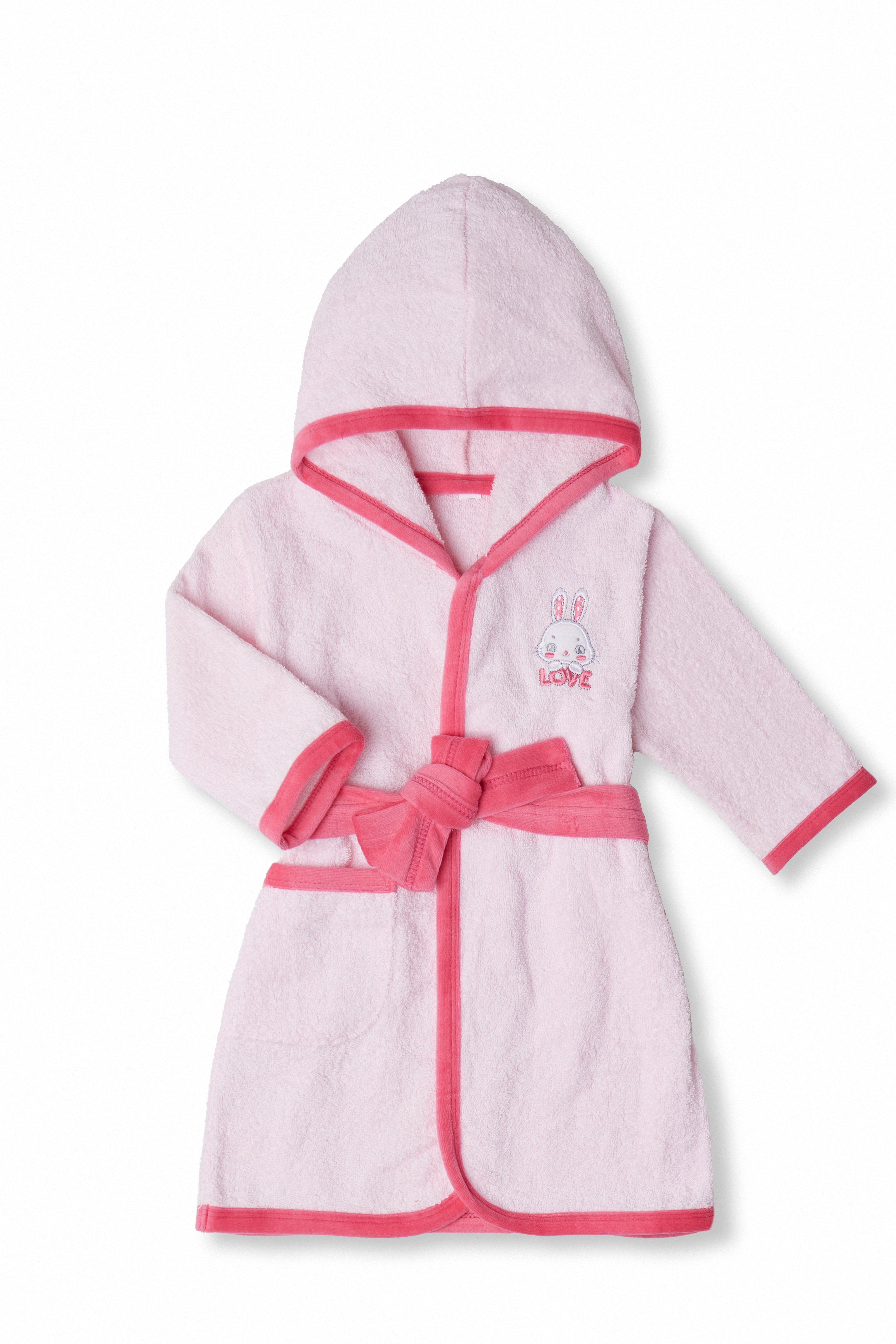 Accappatoio Bambina in Spugna di Cotone con Cappuccio