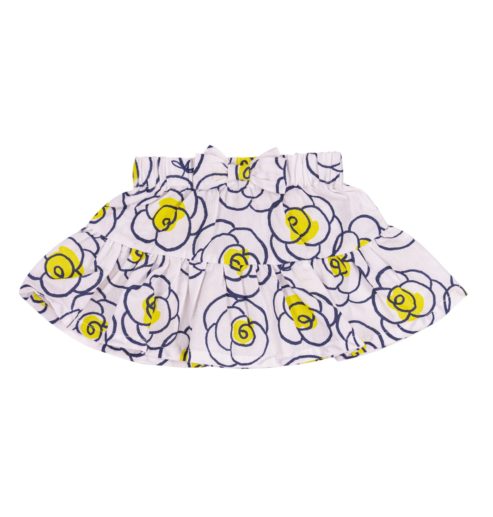 Gonna Bimba in Cotone Leggero con Stampa Rose e Fiocco