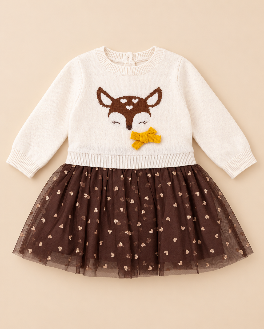 Vestitino Bimba EMC in Maglia con Cerbiatto e Tulle