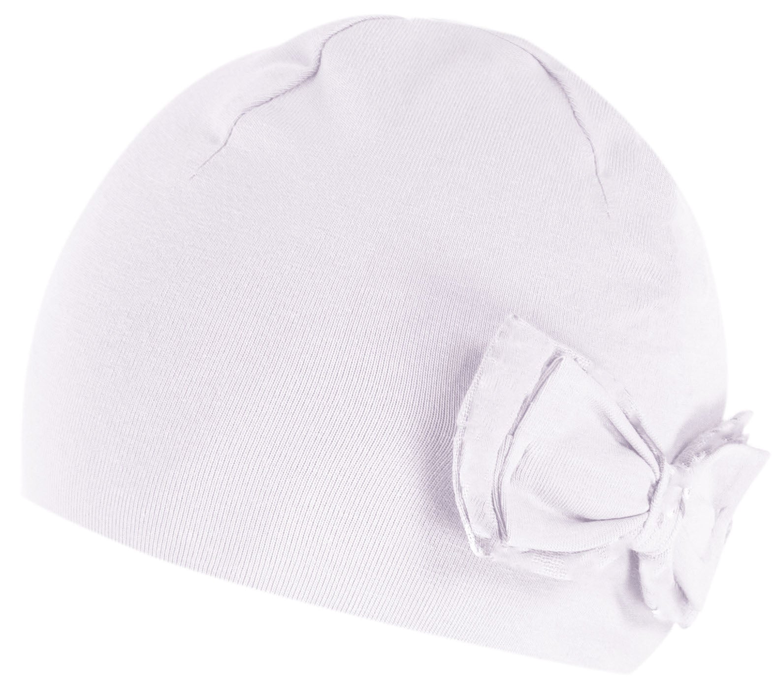 Berretto Bambina in Cotone Elasticizzato con Fiocco Laterale