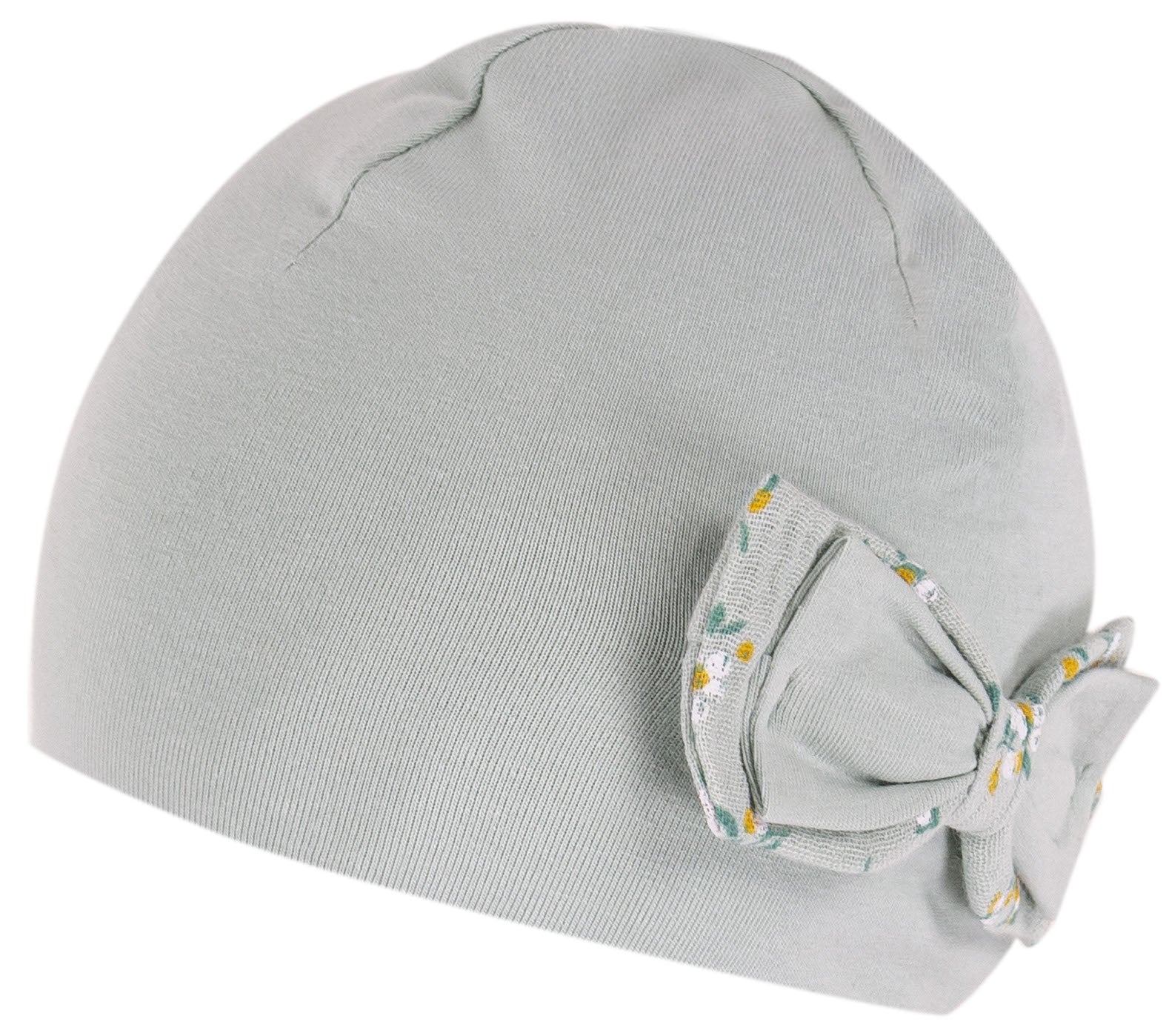 Berretto Bambina in Cotone Elasticizzato con Fiocco Laterale