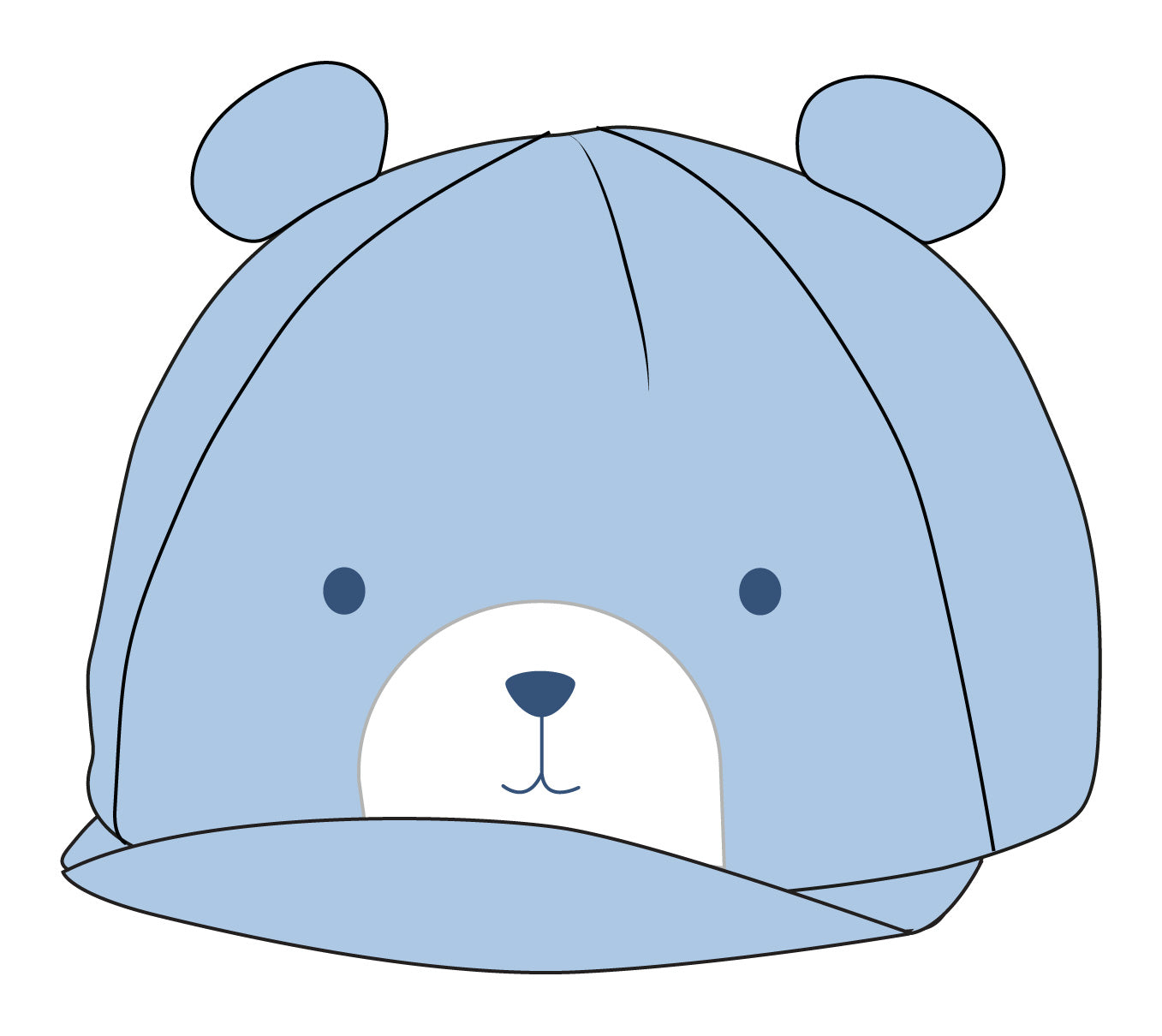 Cappello Neonato in Cotone con Orecchie e Ricamo Orsetto