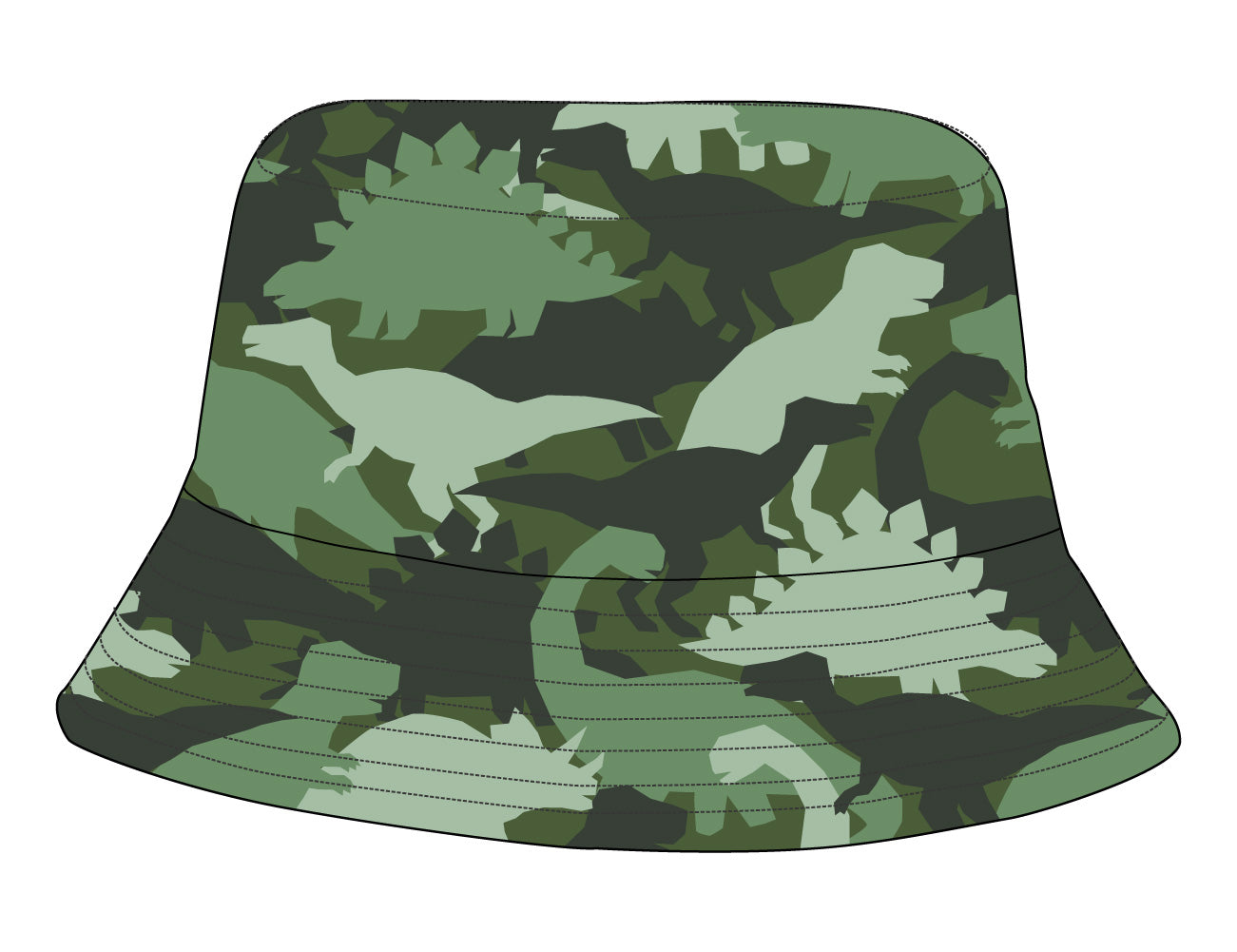 Cappello Pescatore Bimbo in 100% Cotone con Dinosauri e Palme