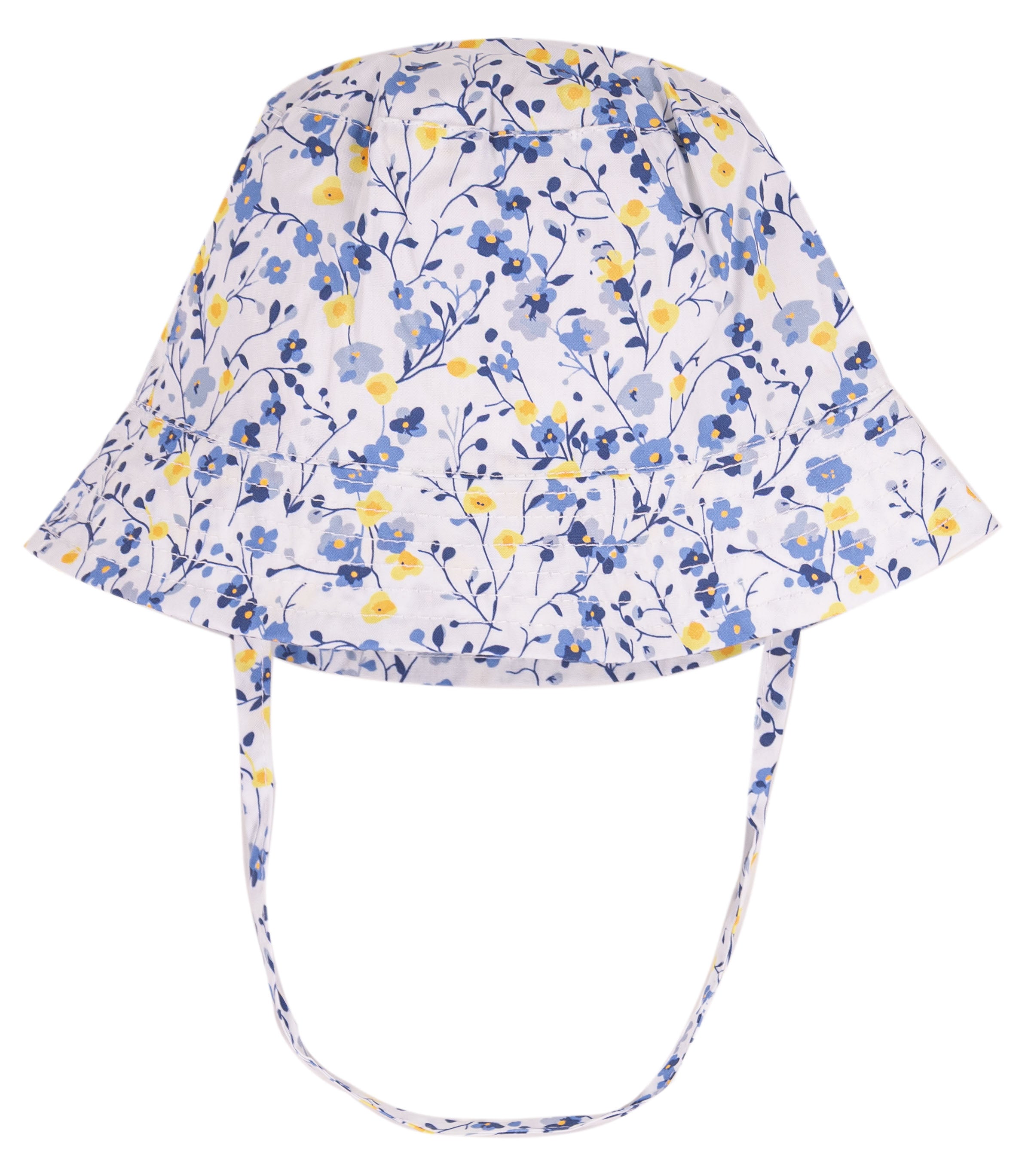 Cappello Pescatore Bimba in Cotone con Fiori e Laccetto