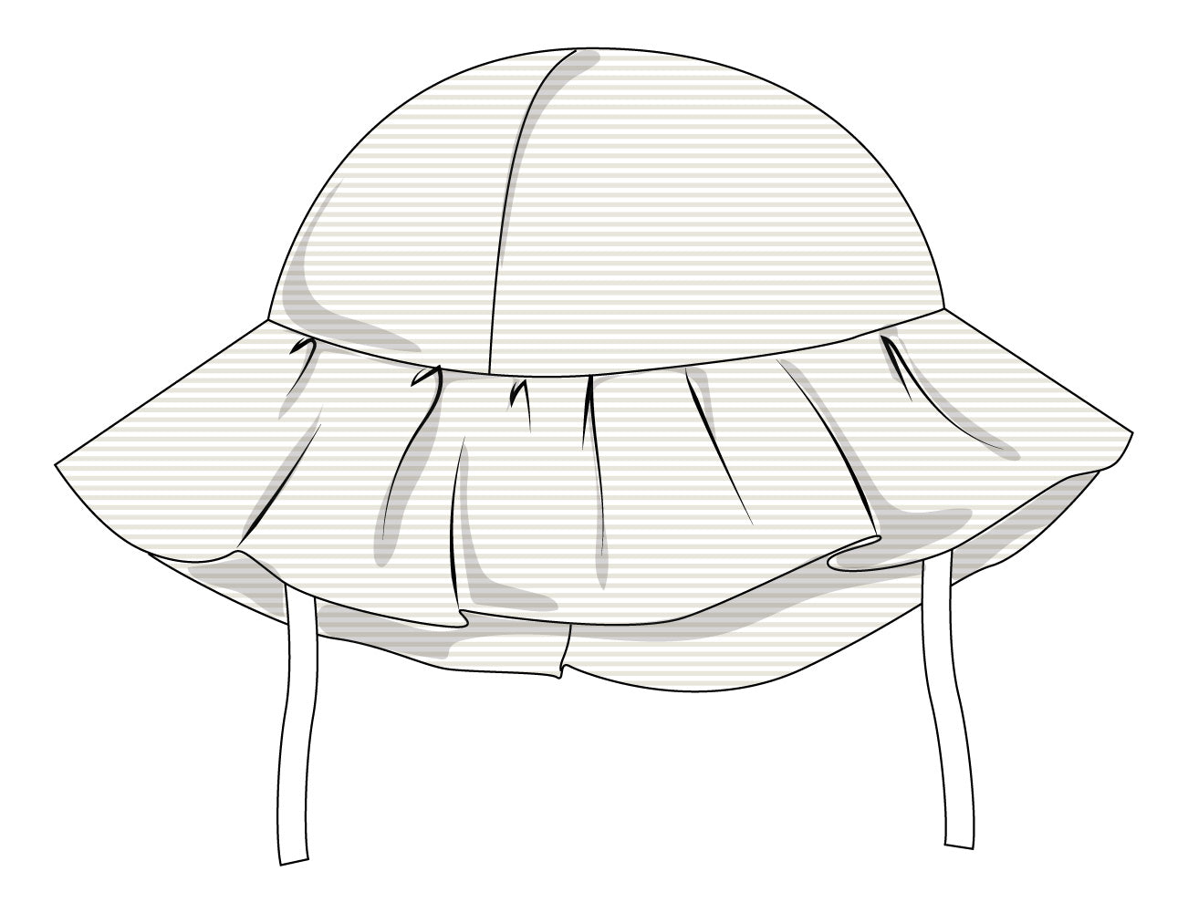 Cappello Pescatore Bimba in Cotone Sangallo Rosa con Laccetti