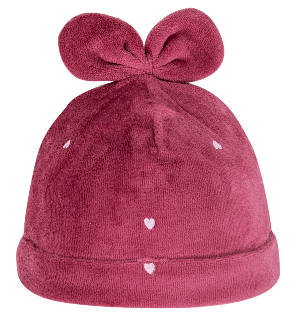 Cappellino Neonata EMC Bordeaux con Cuoricini Ricamati