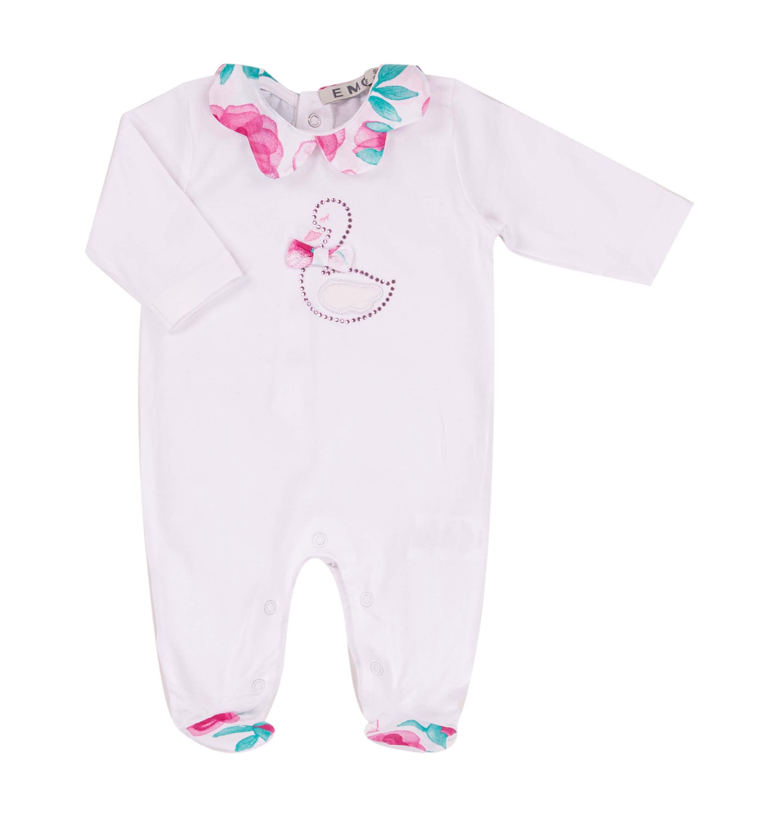 Tutina Neonato EMC in Cotone Rosa | Pagliaccetto "Sweet Duck" con Piedini