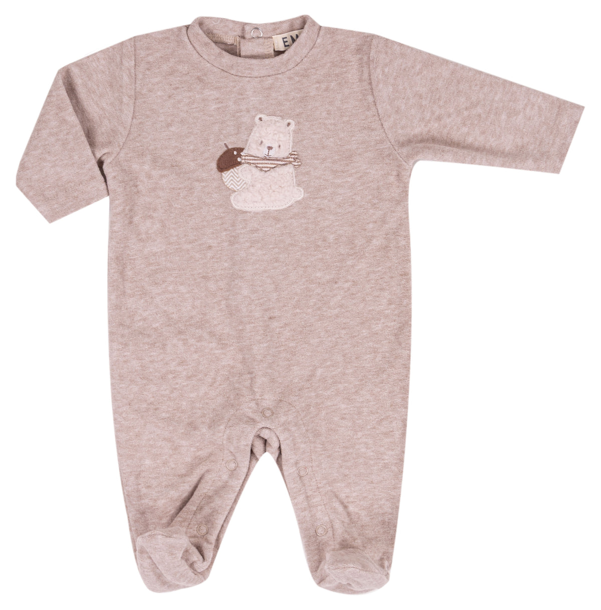Tutina Neonato EMC Beige in Ciniglia con Orsetto