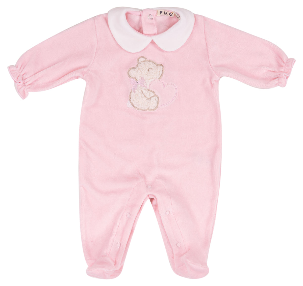 Tutina Neonata EMC Rosa con Orsetto e Colletto Bianco