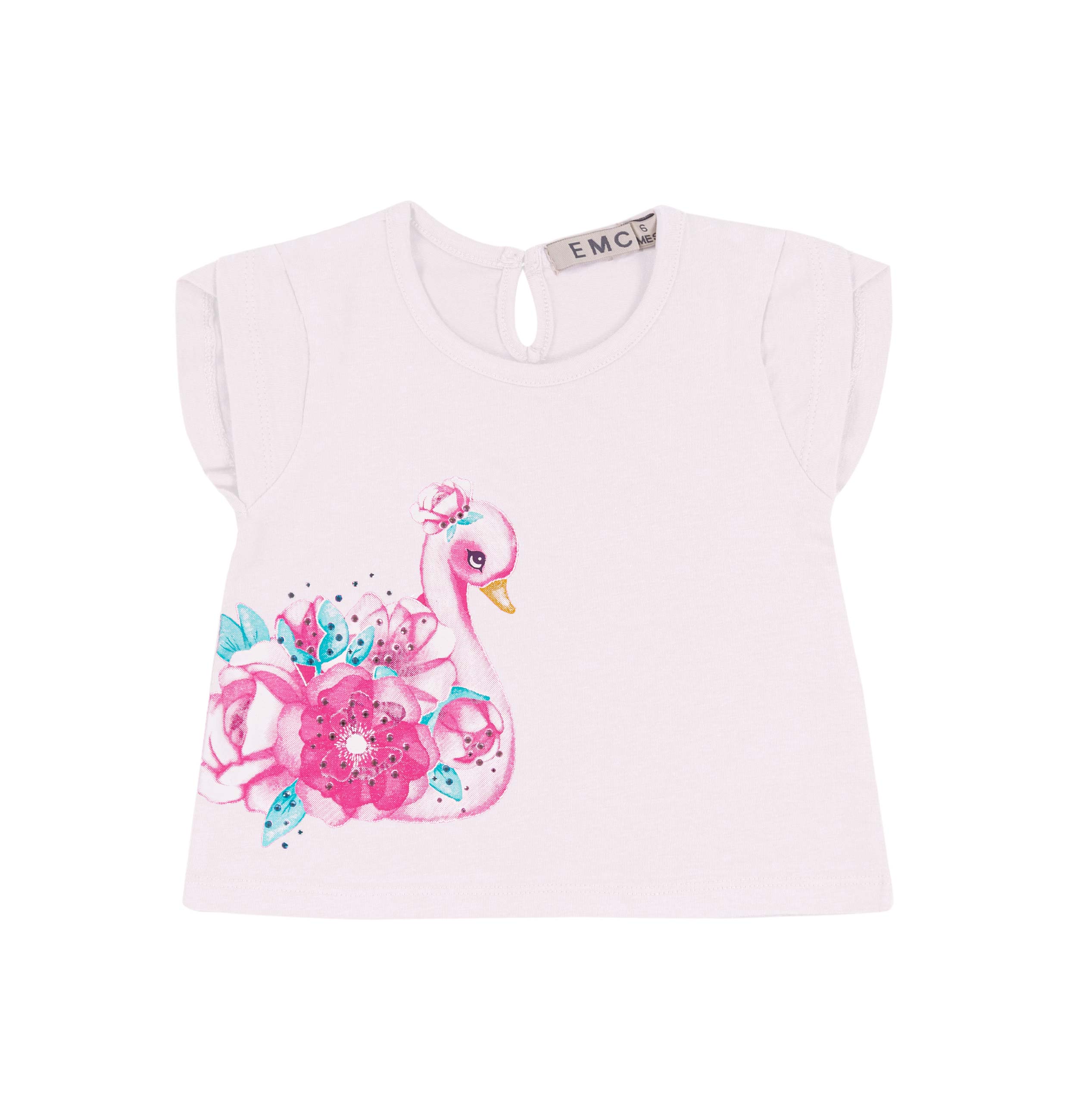 T-shirt Bambina in Cotone Elasticizzato con Stampa Grafica