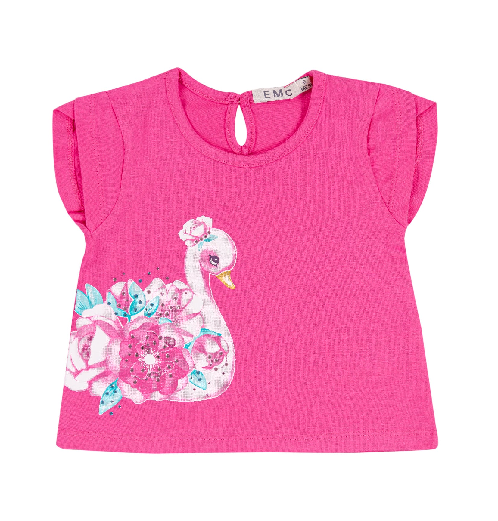 T-shirt Bambina in Cotone Elasticizzato con Stampa Grafica