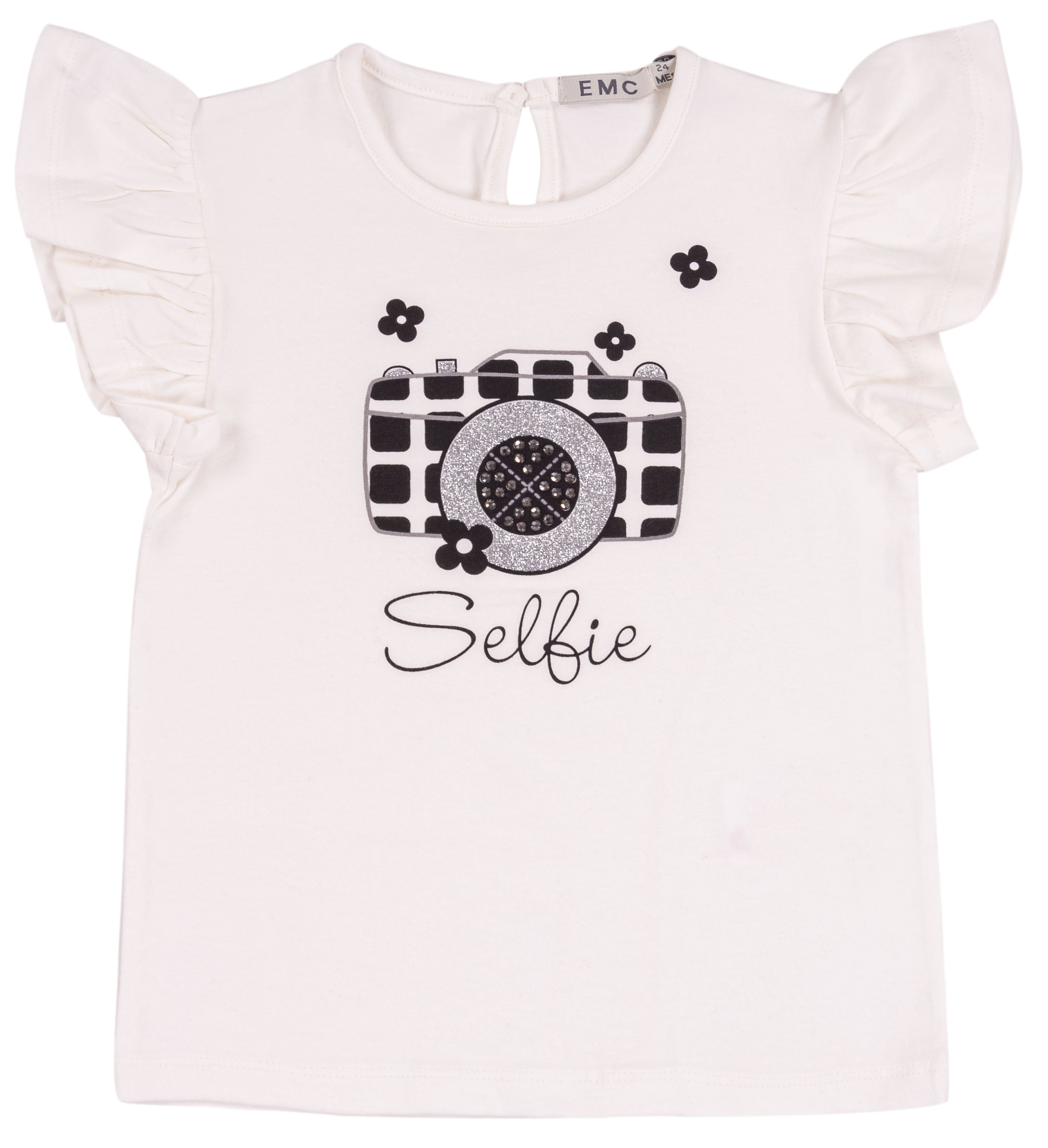 T-Shirt Bambina in Cotone Elasticizzato con Stampa Grafica