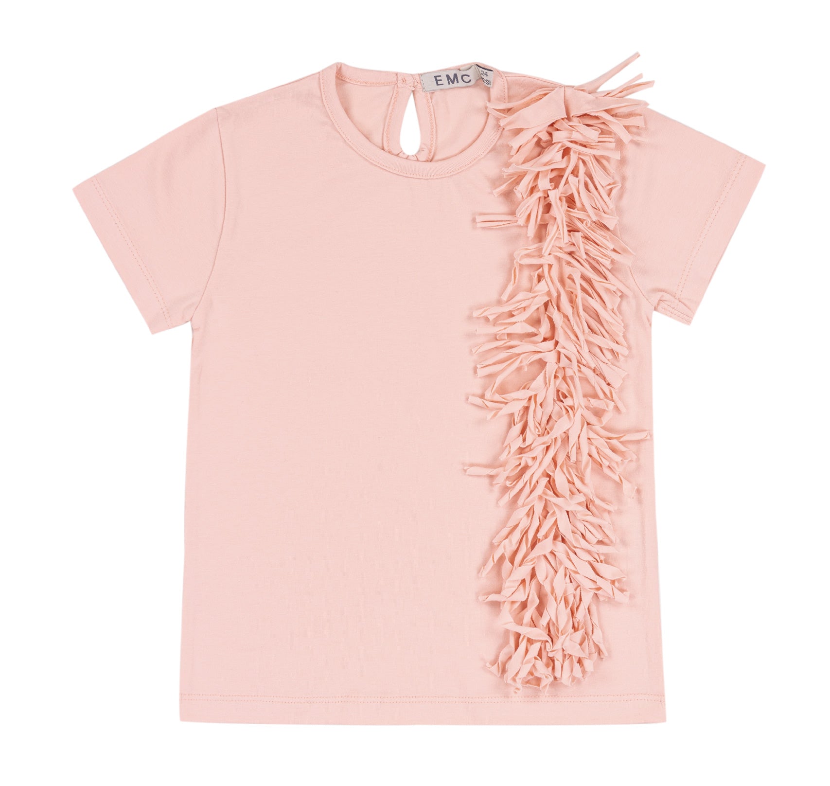 T-Shirt Bambina in Cotone Elasticizzato con Frange