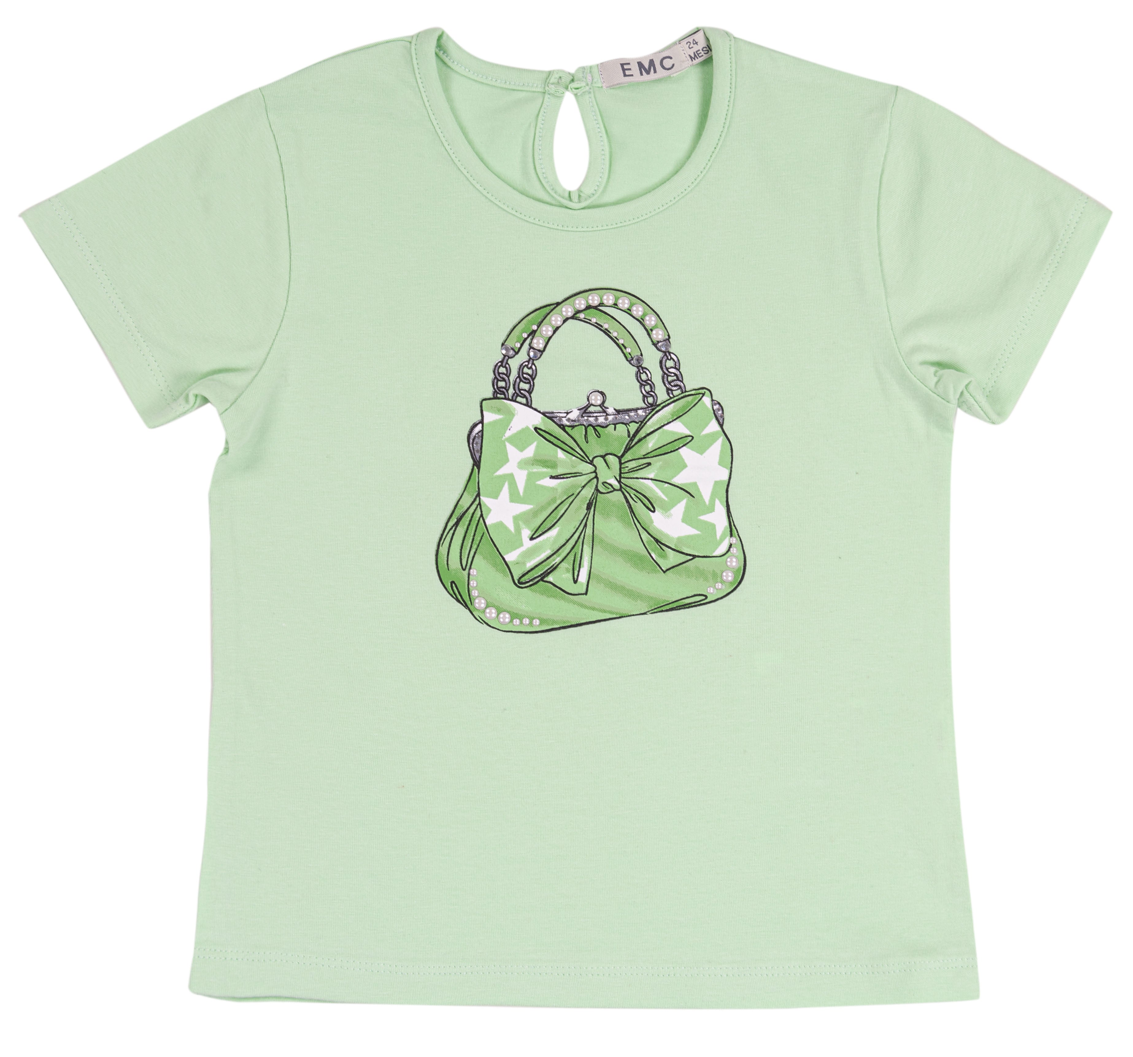 T-shirt Bambina Cotone Stretch con Stampa e Chiusura Retro