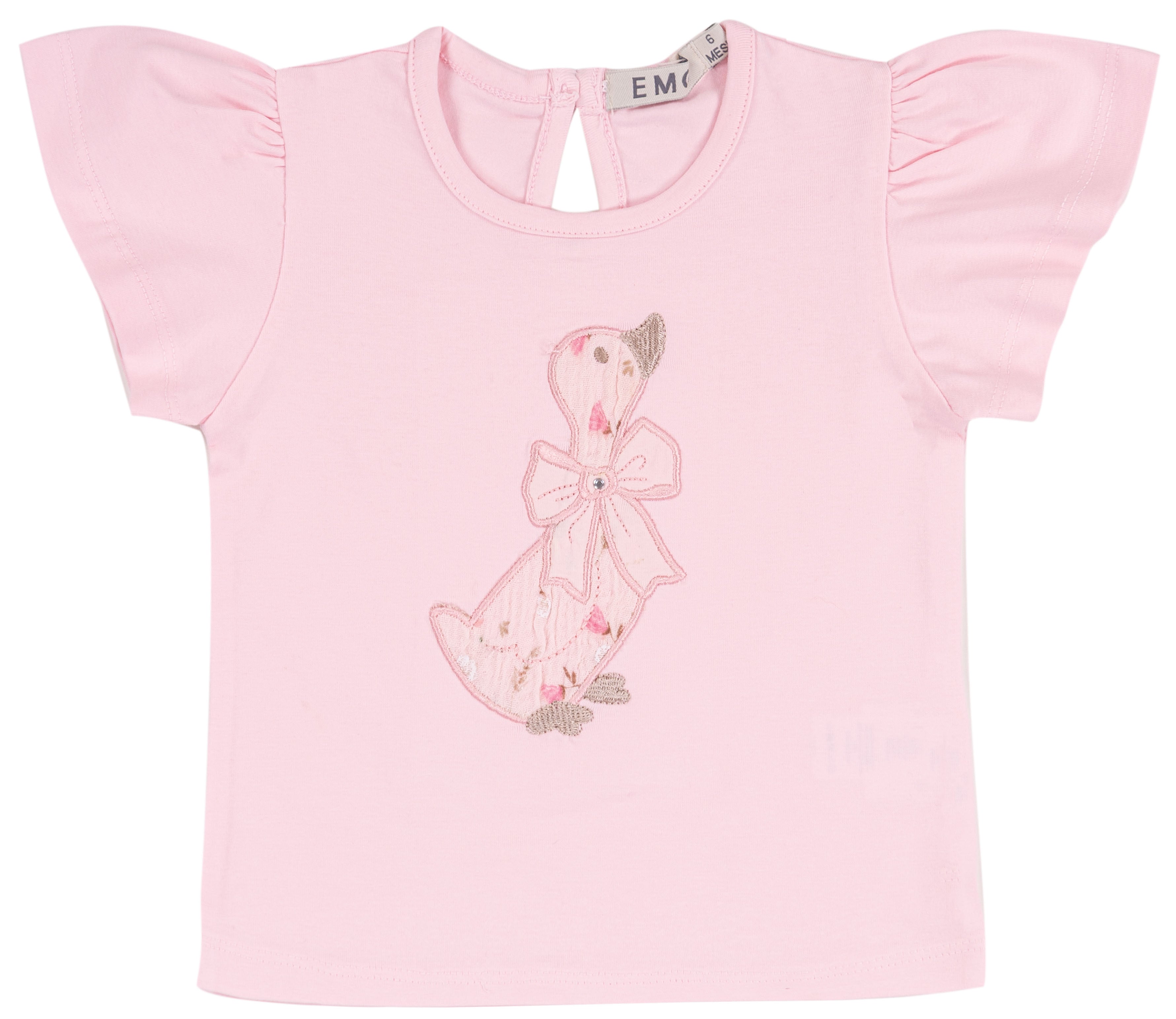 T-shirt Bambina in Cotone Elasticizzato con Maniche a Volant