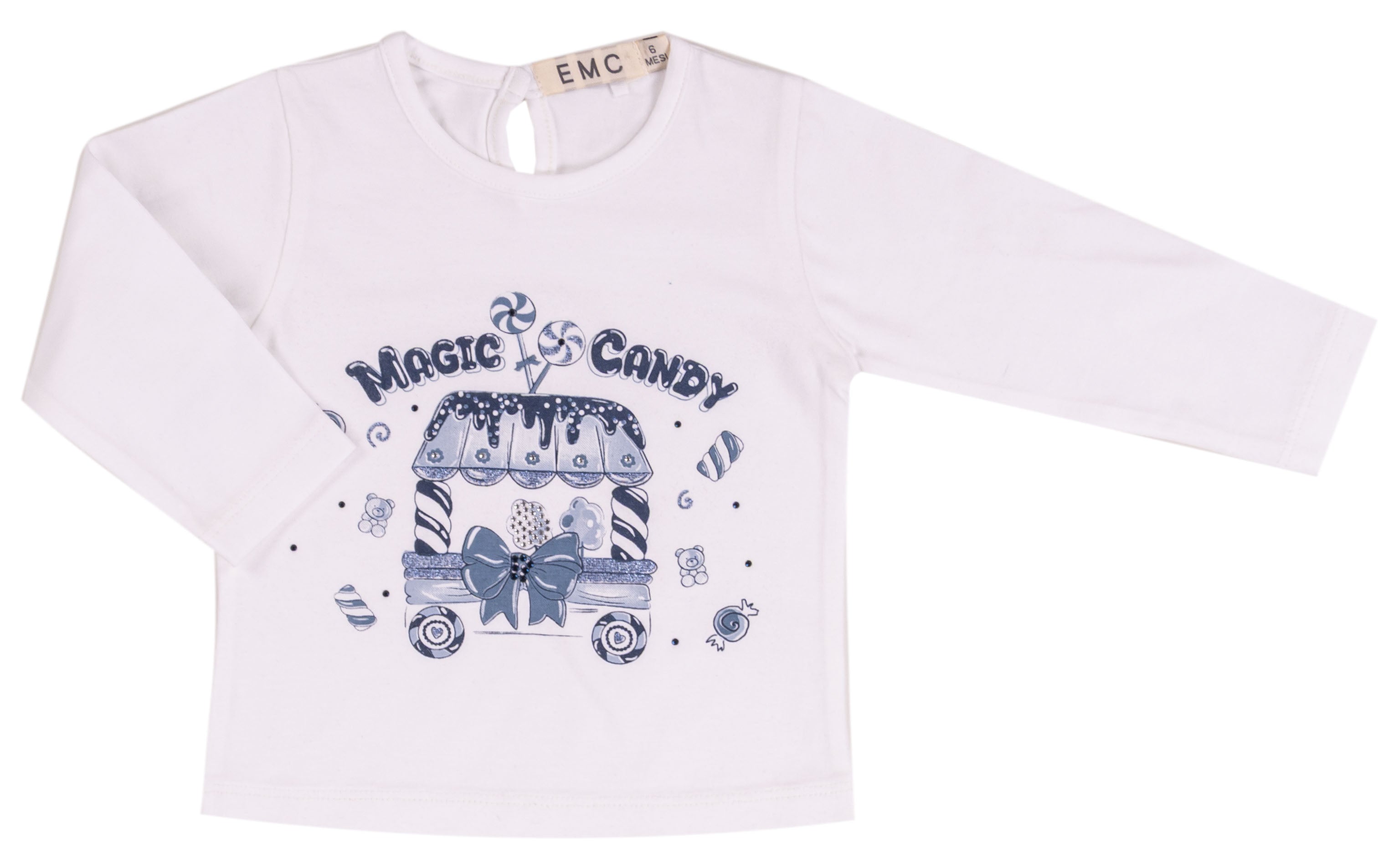 T-shirt Bimba Manica Lunga in Cotone Elasticizzato "Magic Candy"