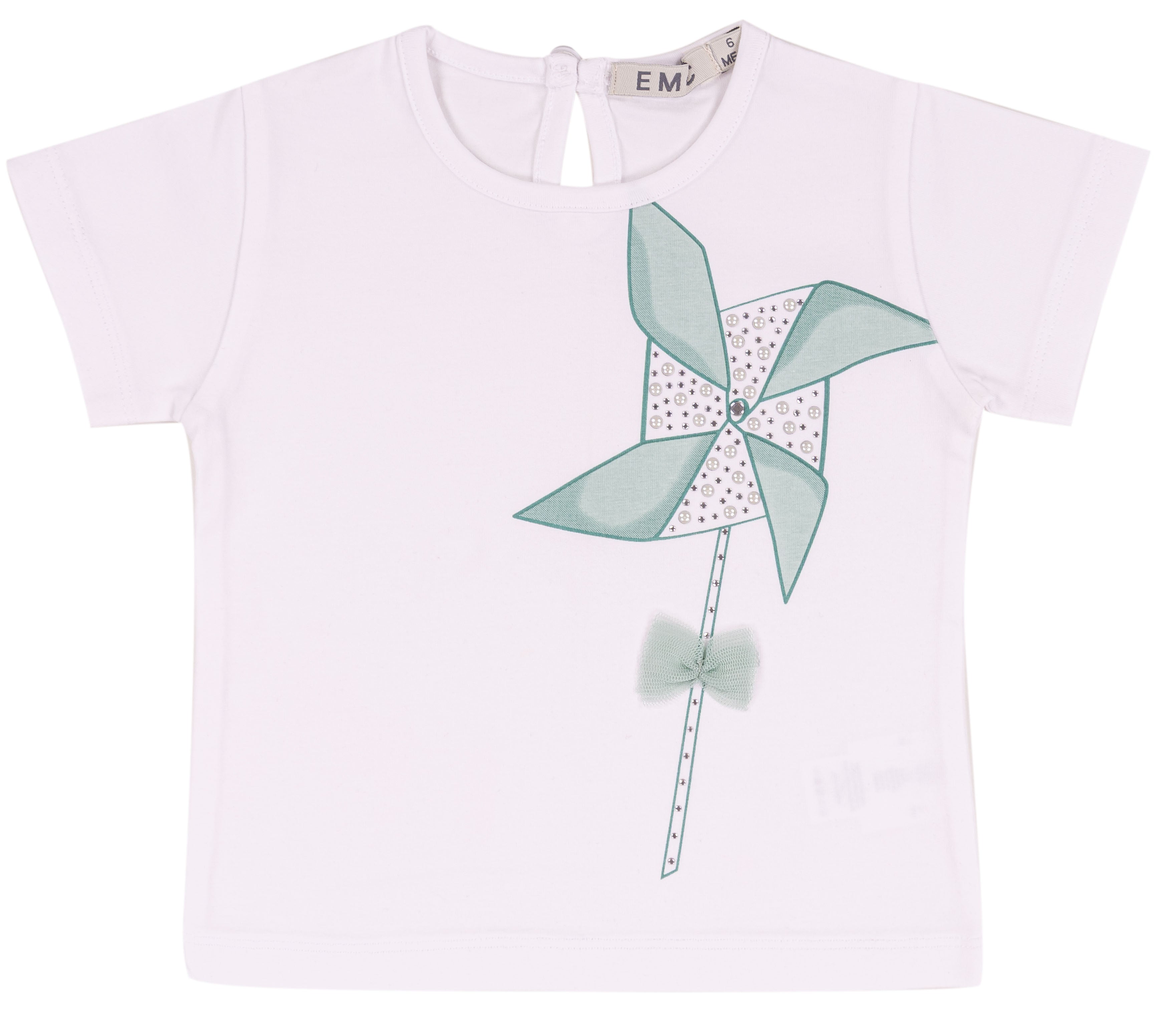 T-shirt Bambina in Cotone Elasticizzato con Stampa Girandola