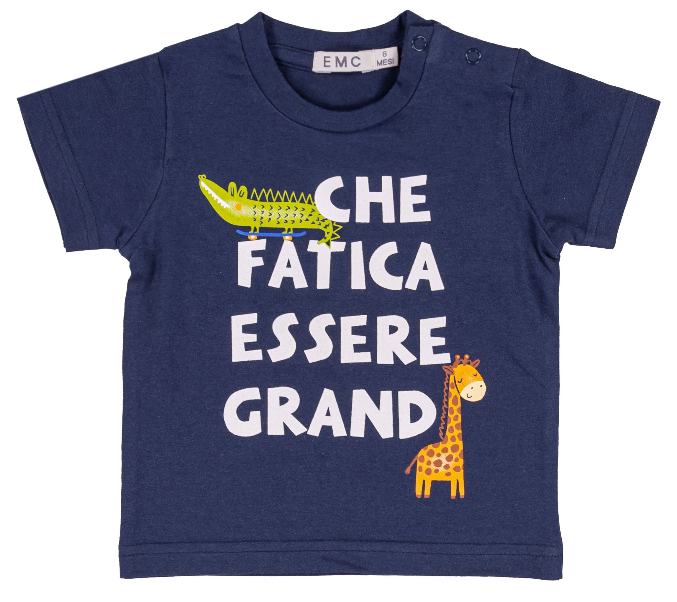 T-shirt Bambino Blu Navy "Che Fatica Essere Grandi"