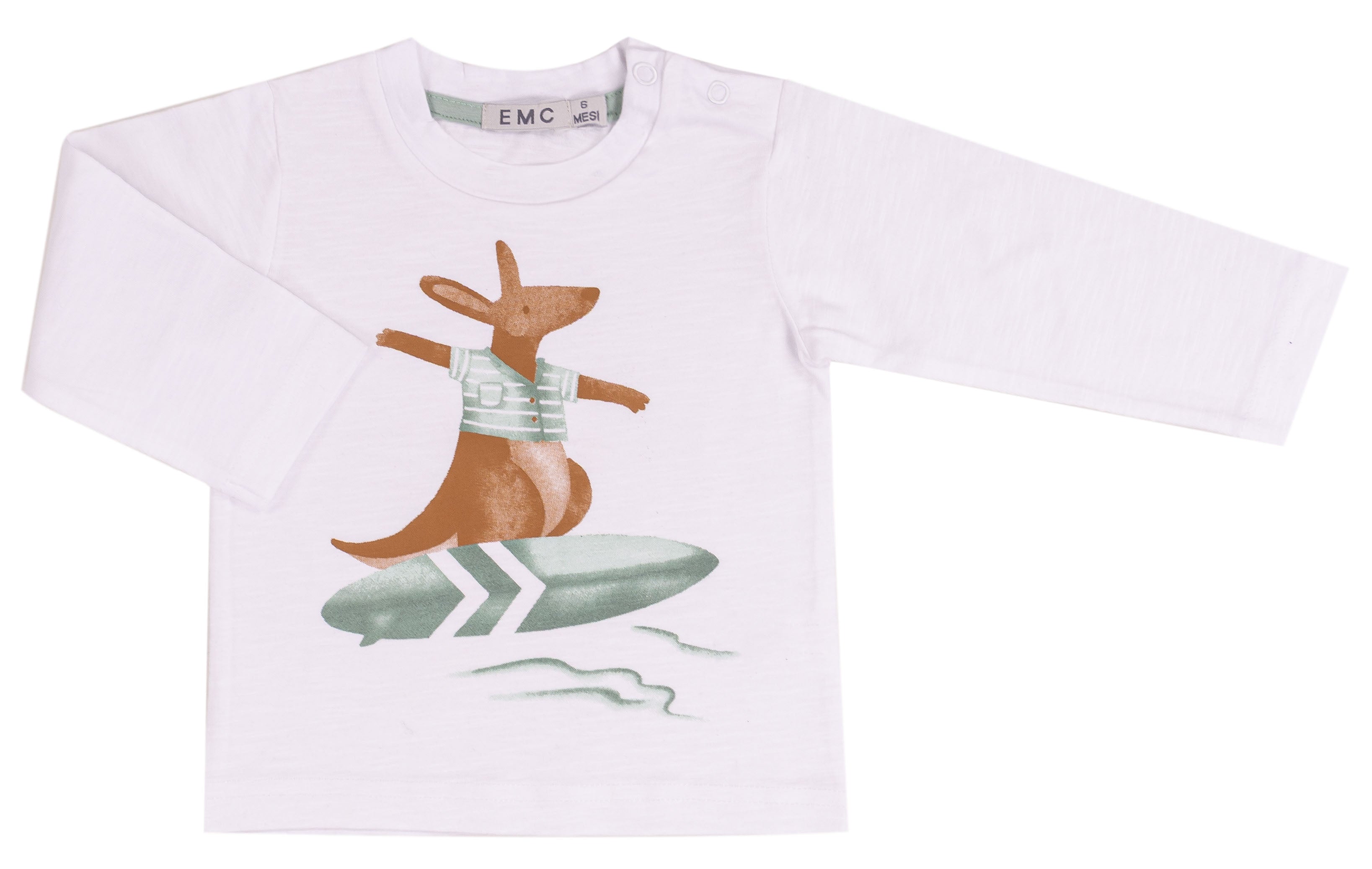 T-shirt Bambino Manica Lunga con Canguro Surfista