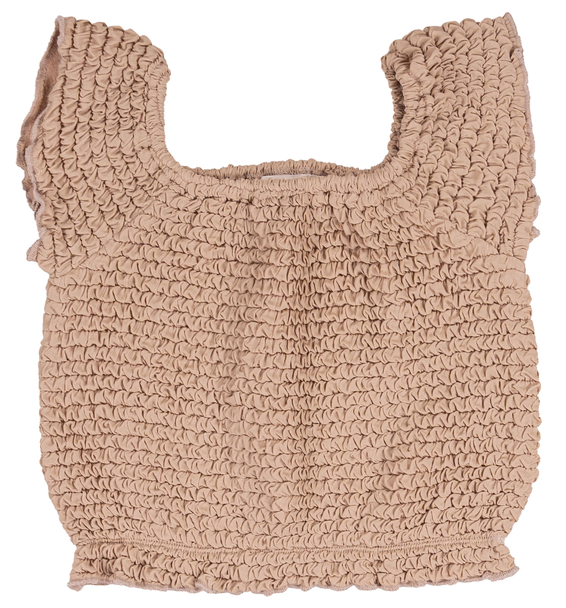 Top Bambina Arricciato in 100% Cotone con Spalline Volant