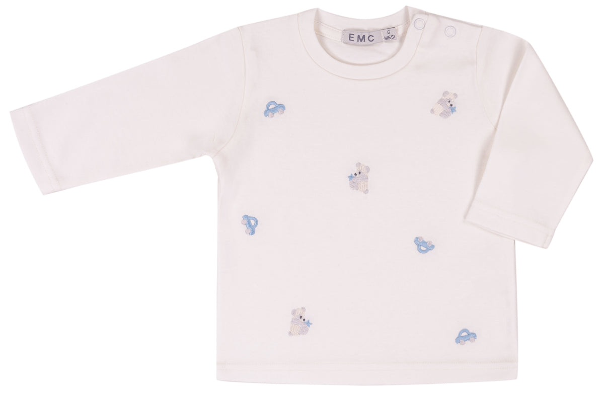 Maglia Bimbo EMC Panna con Ricami Orsetti e Macchinine