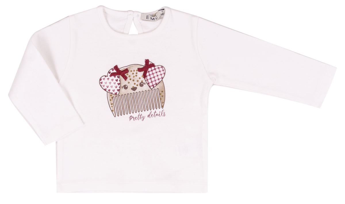Maglia Bimba EMC con Stampa Pettine e Fiocchi Rossi
