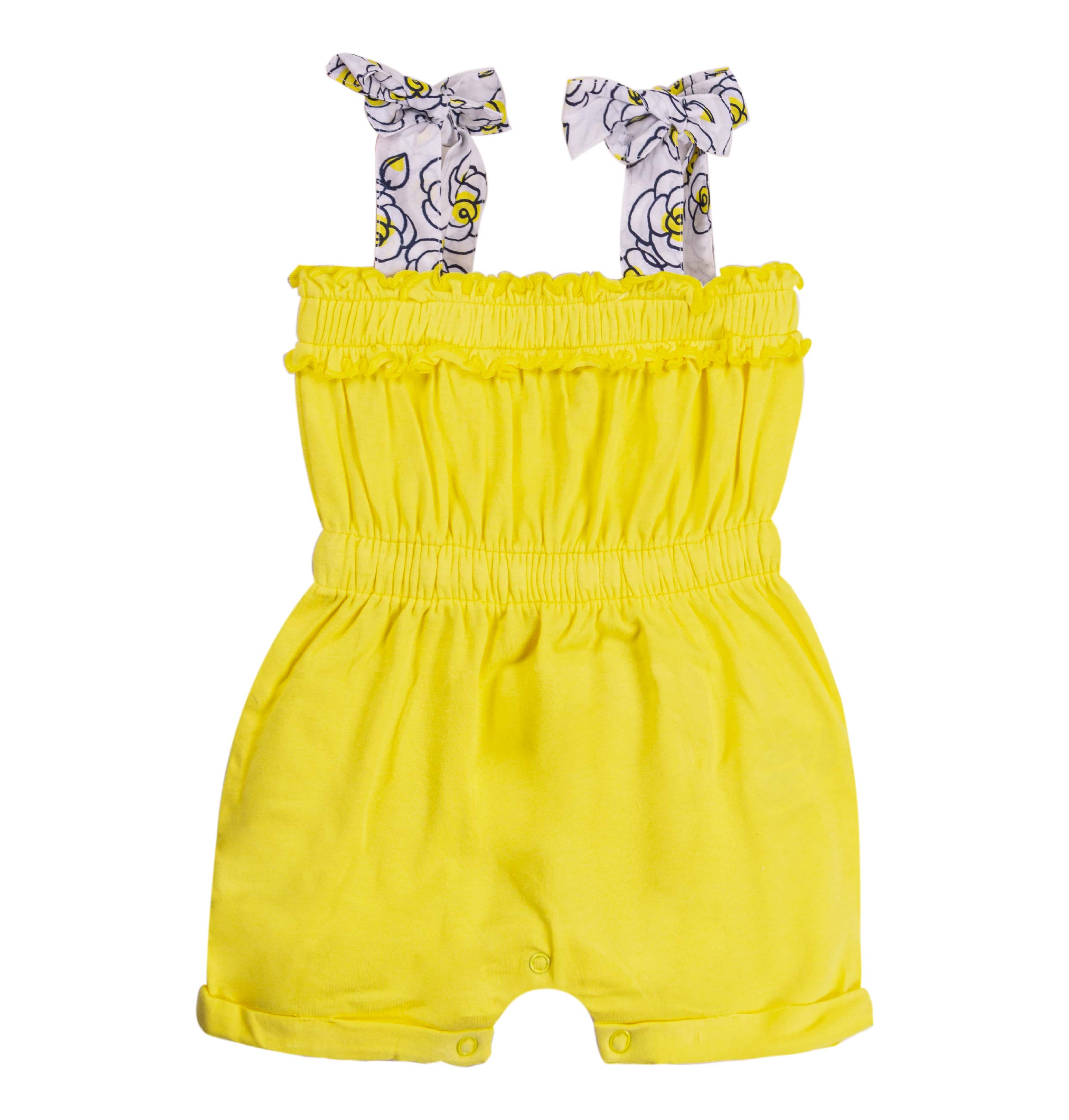 Tuta Jumpsuit Bambina in Cotone Elasticizzato con Bretelle a Volant