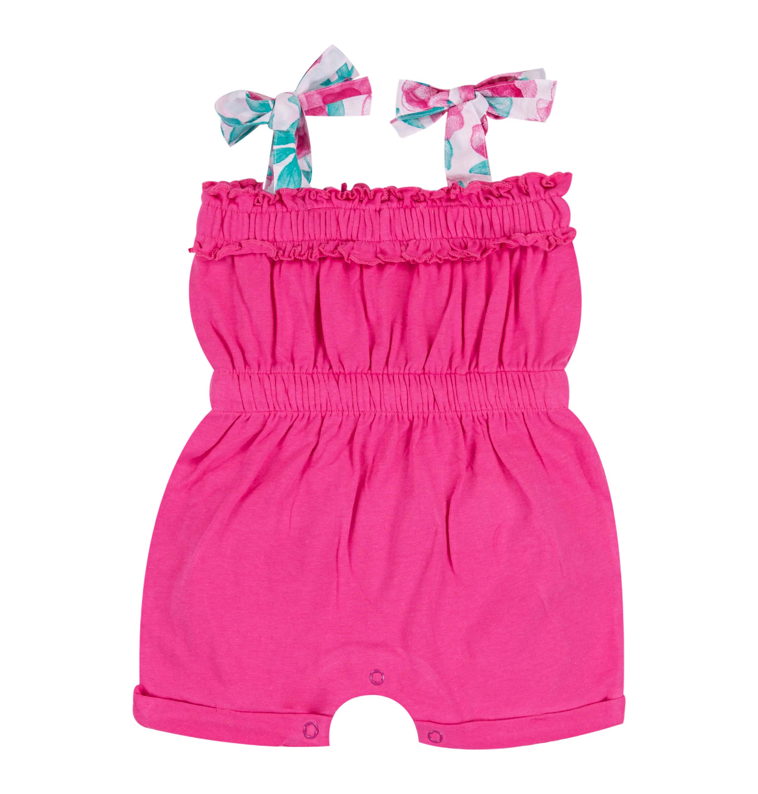 Tuta Jumpsuit Bambina in Cotone Elasticizzato con Bretelle a Volant