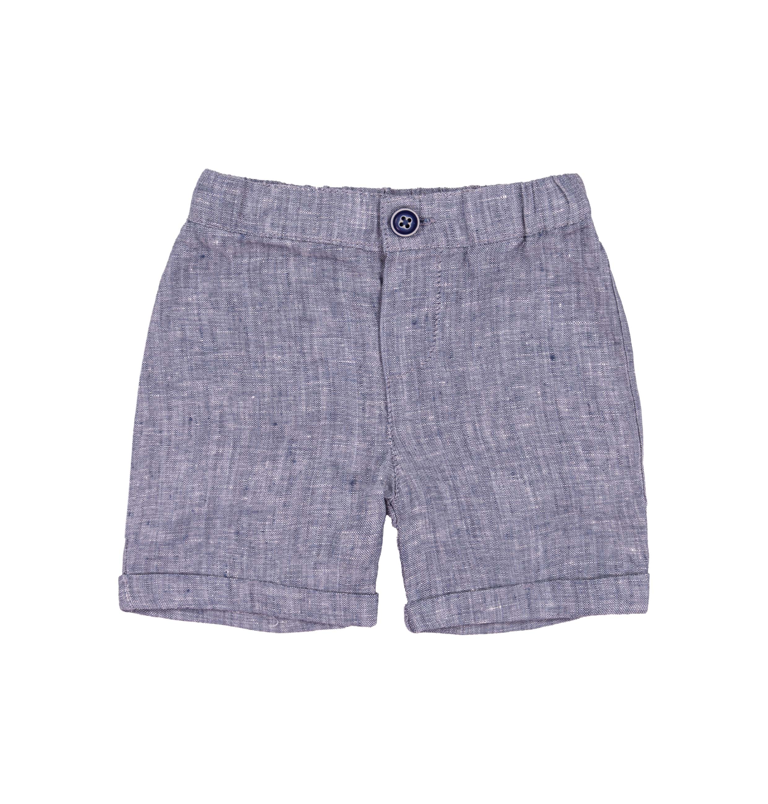 Pantalone Corto Bambino 100% Lino con Bottone